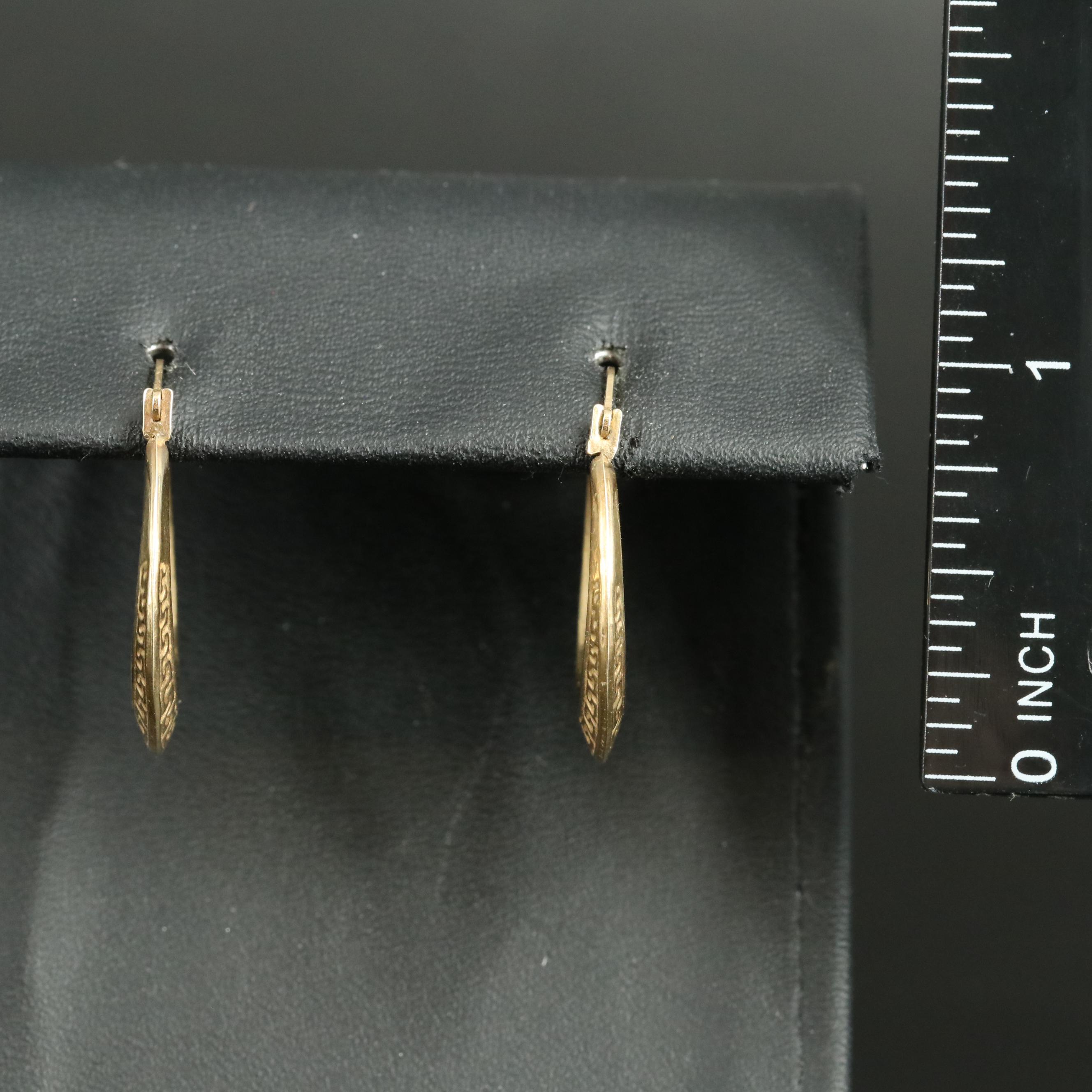 Italian 14K Greek Key Hoop Earrings
