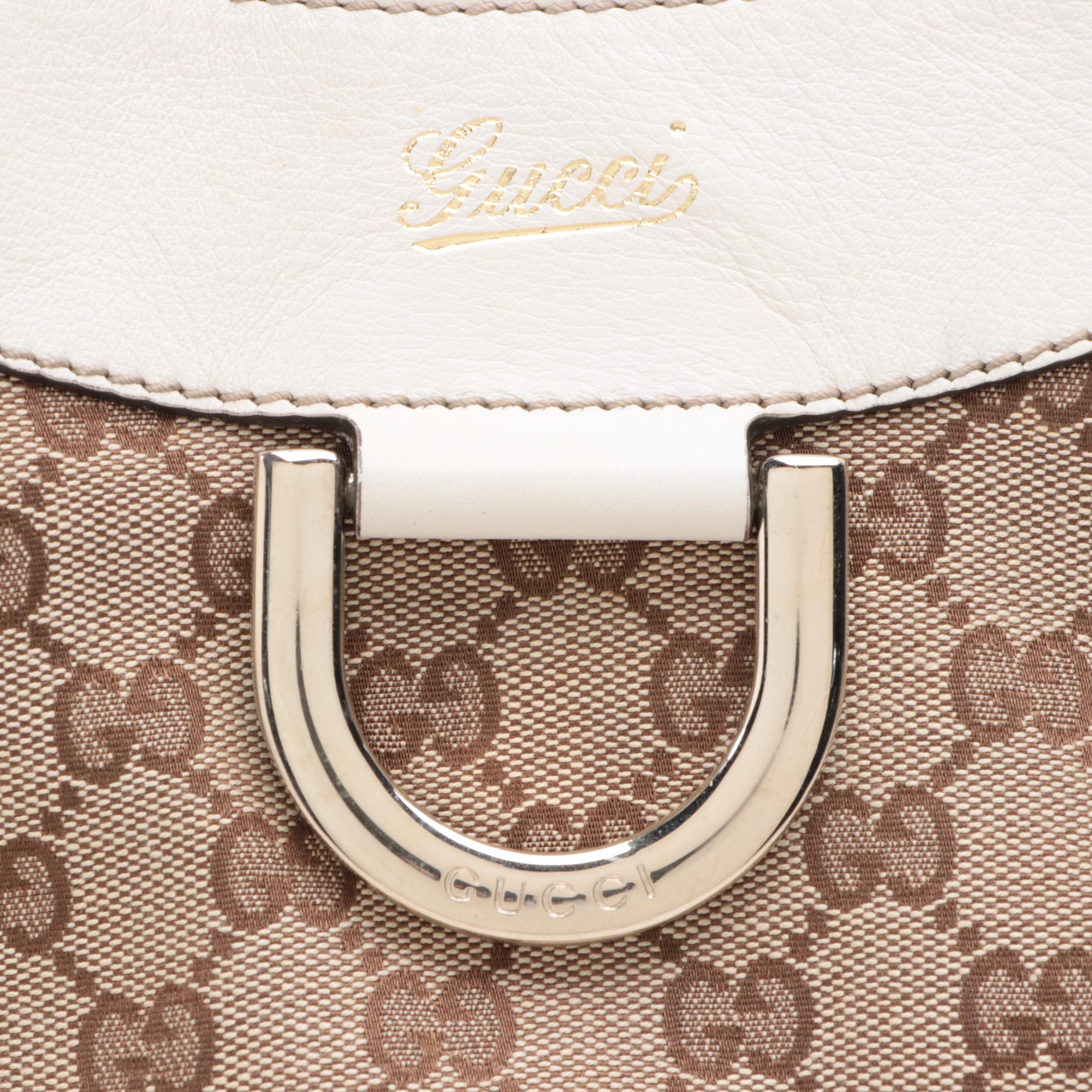 Gucci Abbey D-Ring Hobo Bag in GG Canvas and Leather Trim