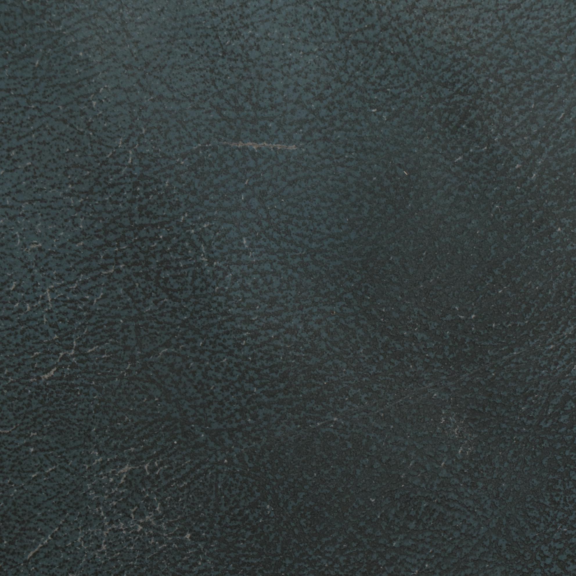 Sherrill Chippendale Style Brass Tacked and Blue Leather Wingback Armchair