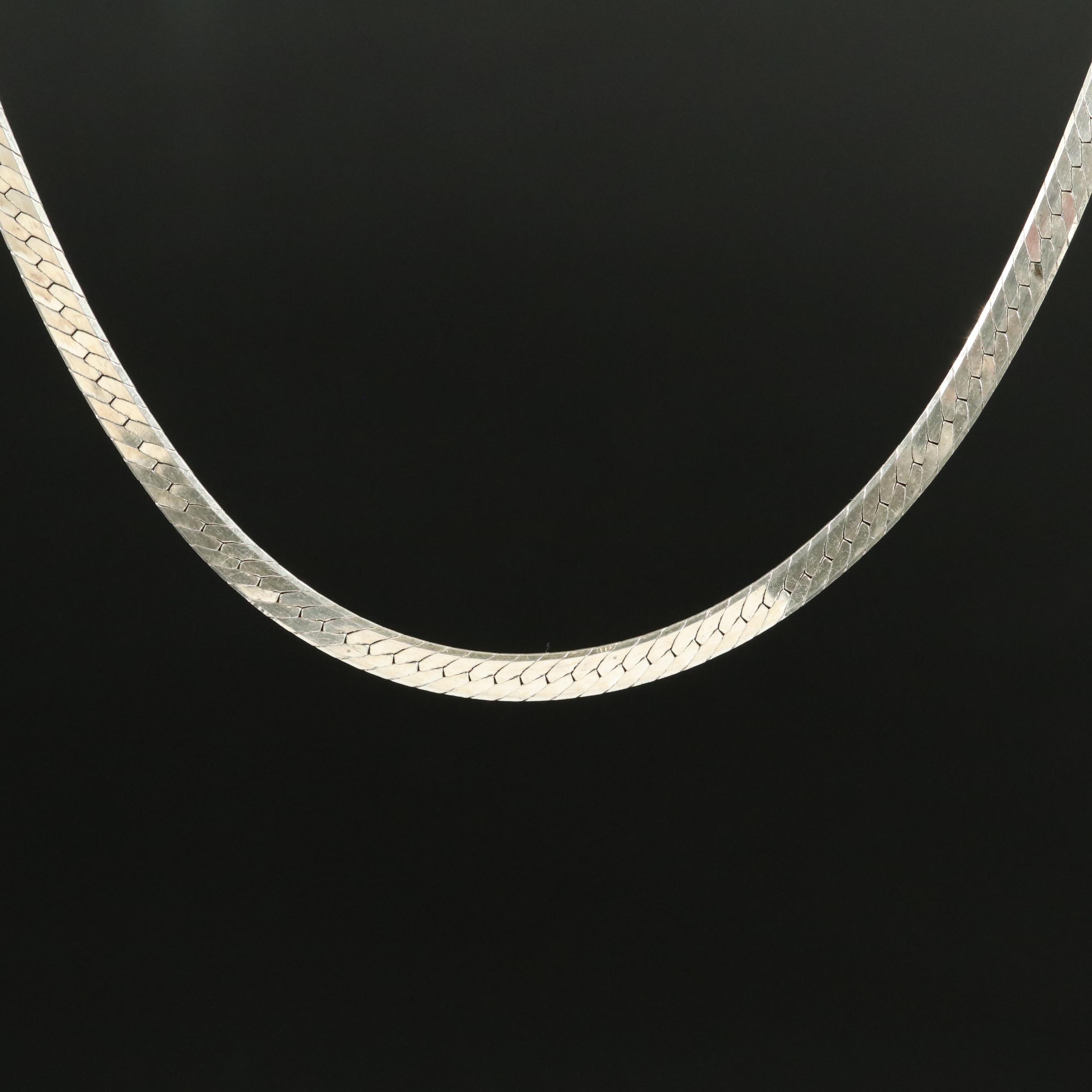Italian Sterling Herringbone Necklace