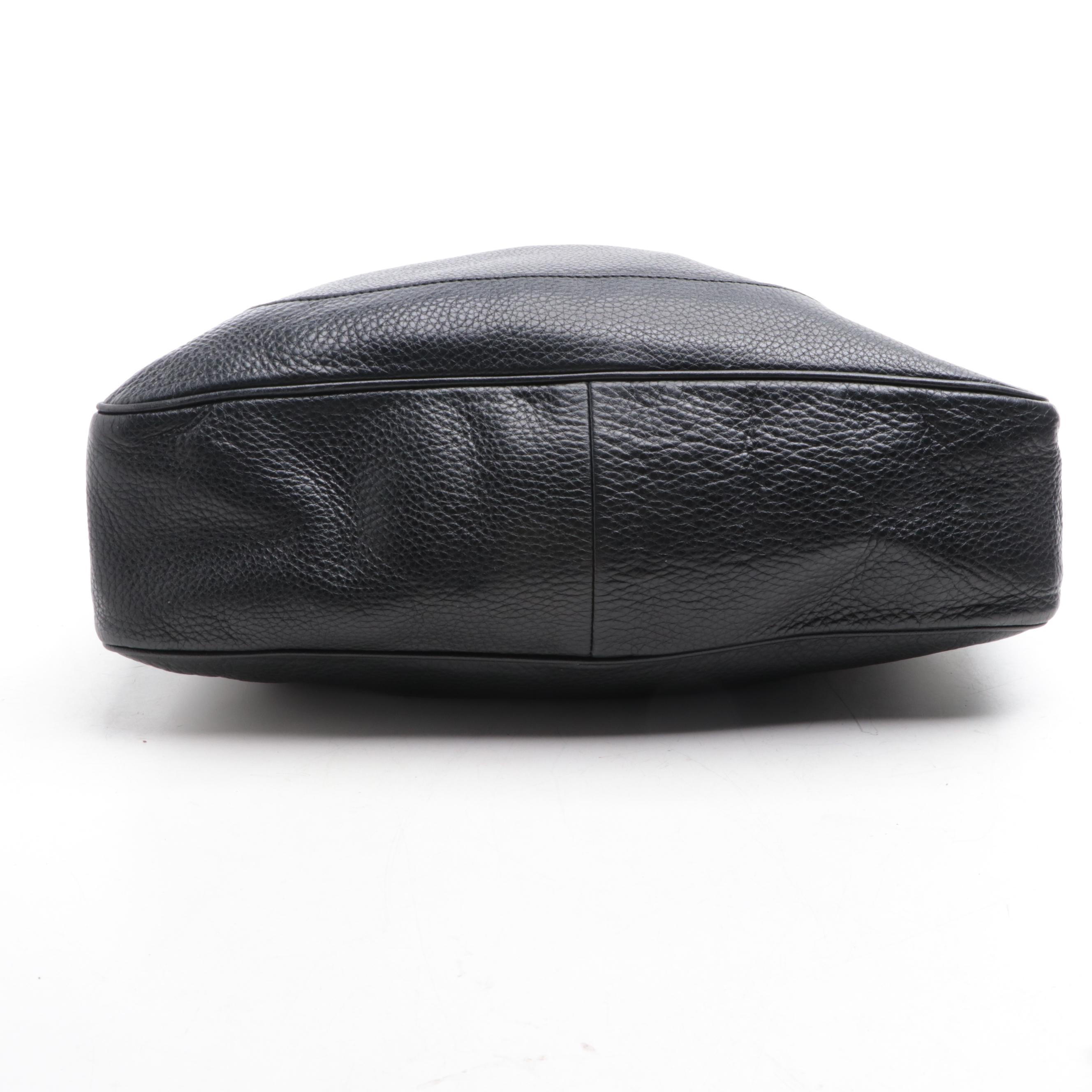 Gucci Diana Bamboo Top Handle Hobo Bag in Black Pebbled Leather