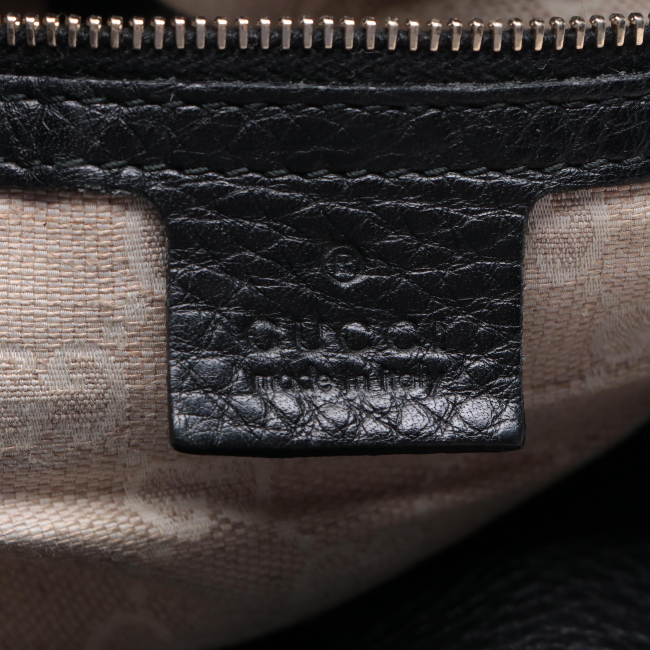 Gucci Diana Bamboo Top Handle Hobo Bag in Black Pebbled Leather