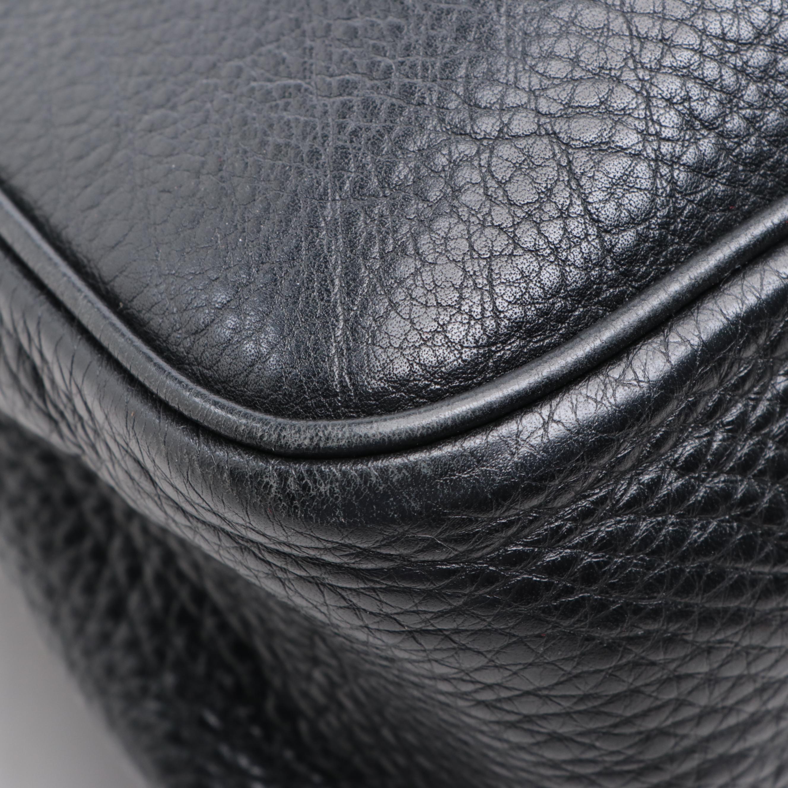 Gucci Diana Bamboo Top Handle Hobo Bag in Black Pebbled Leather