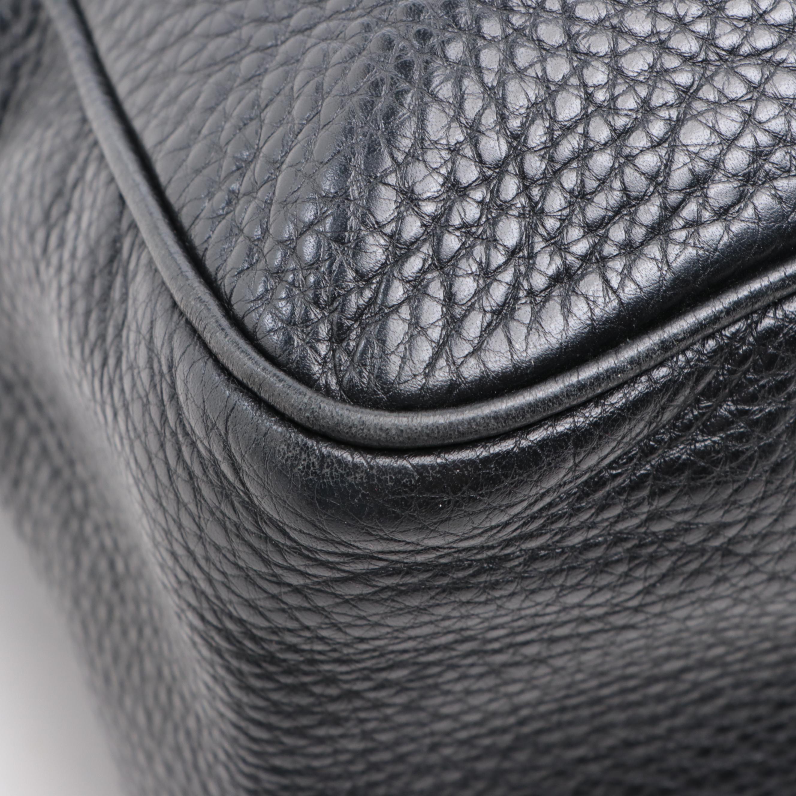 Gucci Diana Bamboo Top Handle Hobo Bag in Black Pebbled Leather