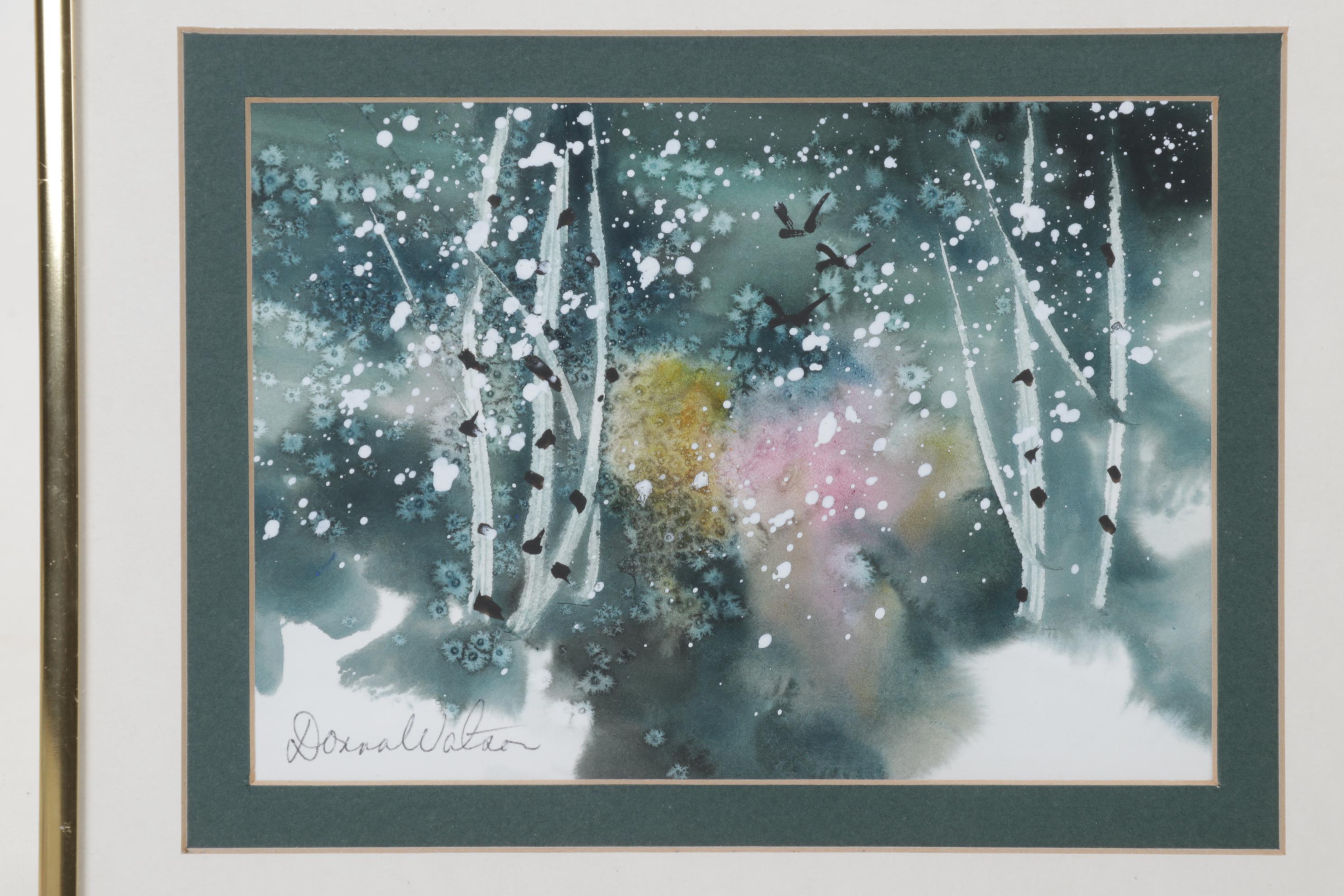 Donna Walter Forest Pond Watercolor Paintings, Circa 2000