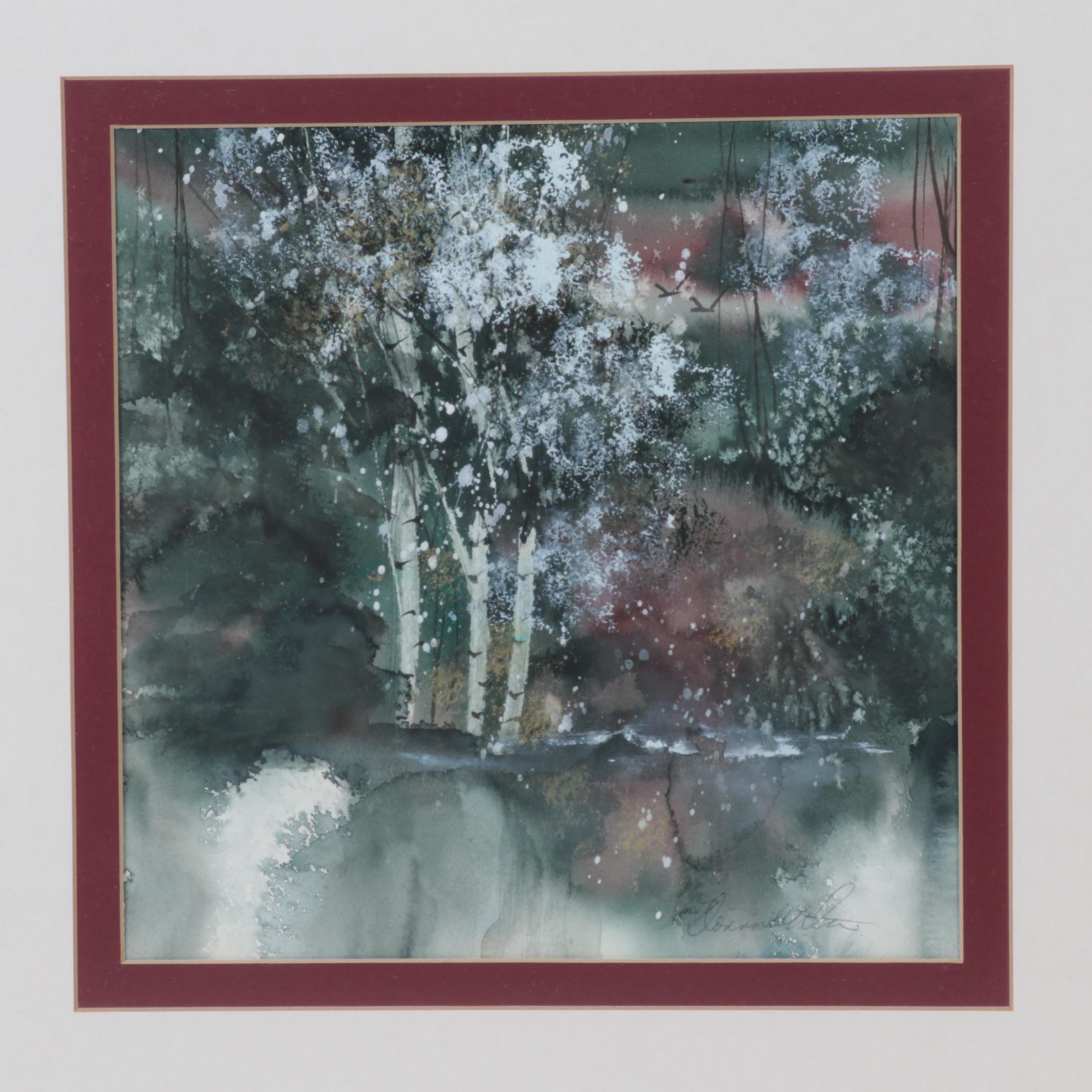 Donna Walter Forest Pond Watercolor Paintings, Circa 2000