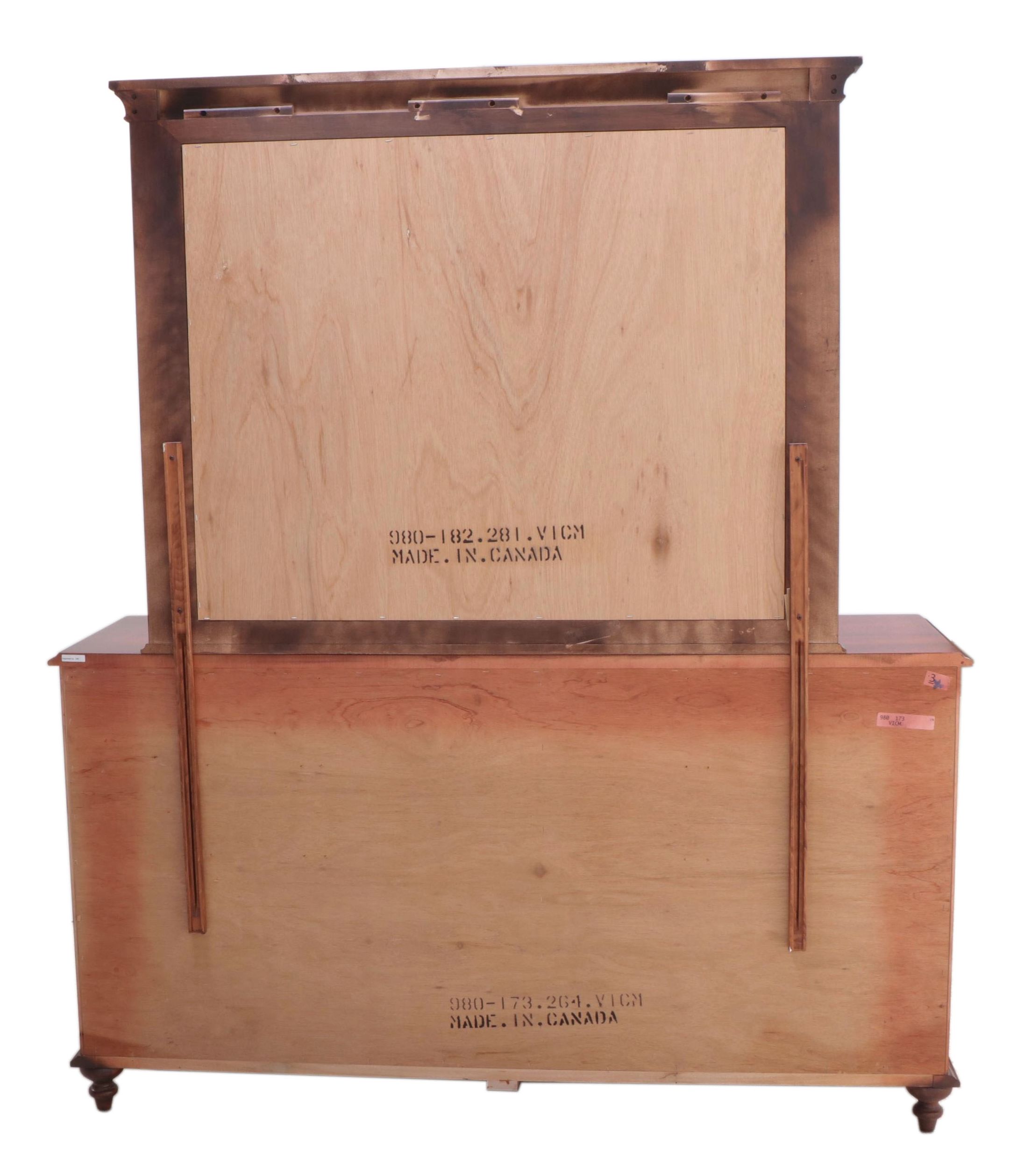 Neoclassical Style Wooden Dresser and Mirror