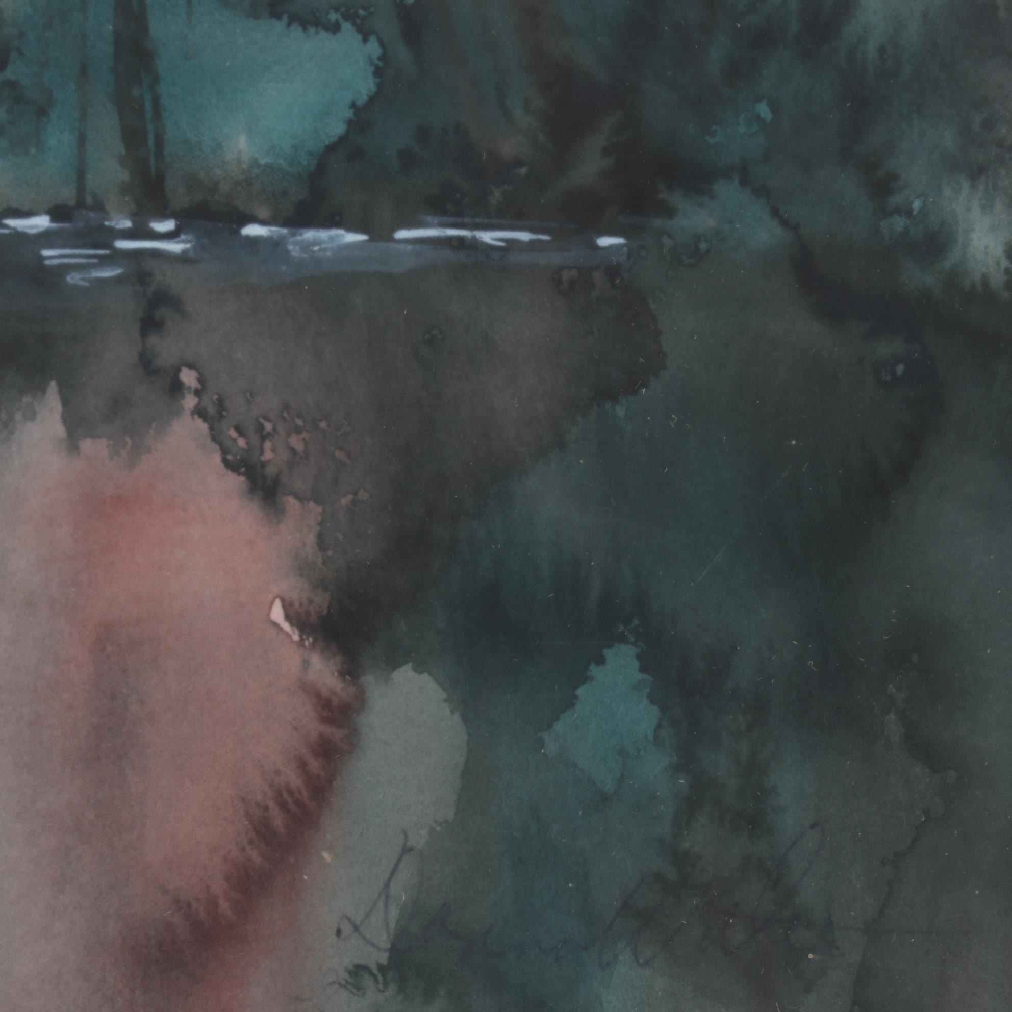 Donna Walter Forest Pond Watercolor Paintings, Circa 2000