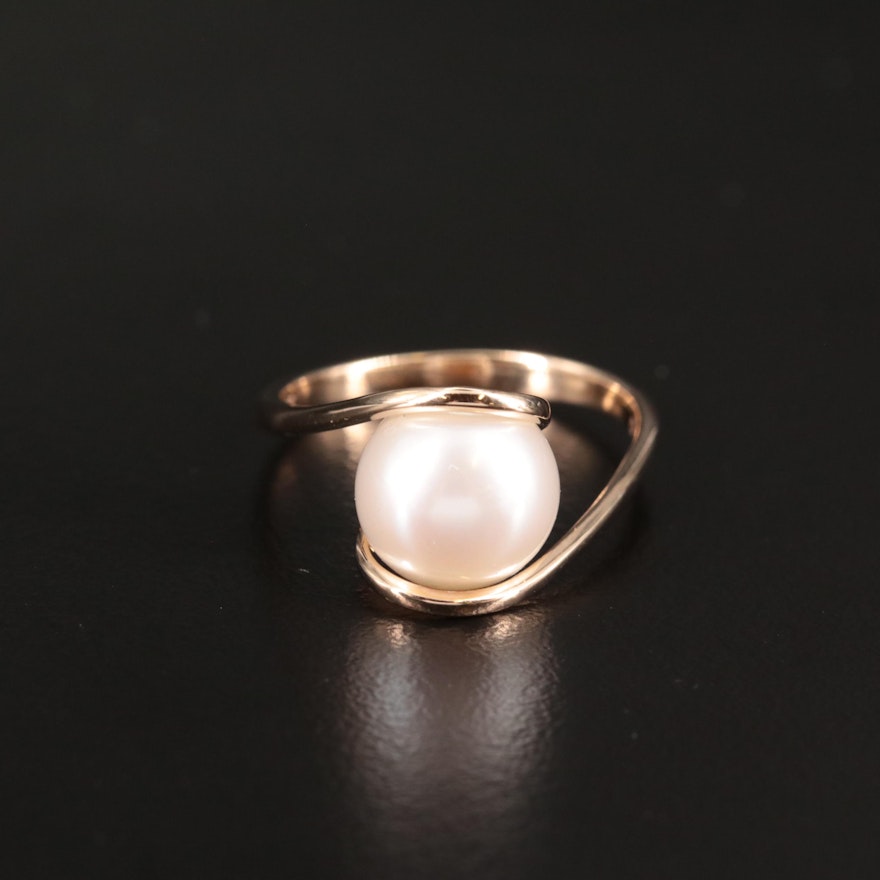 Contemporary 14K Pearl Bypass Ring