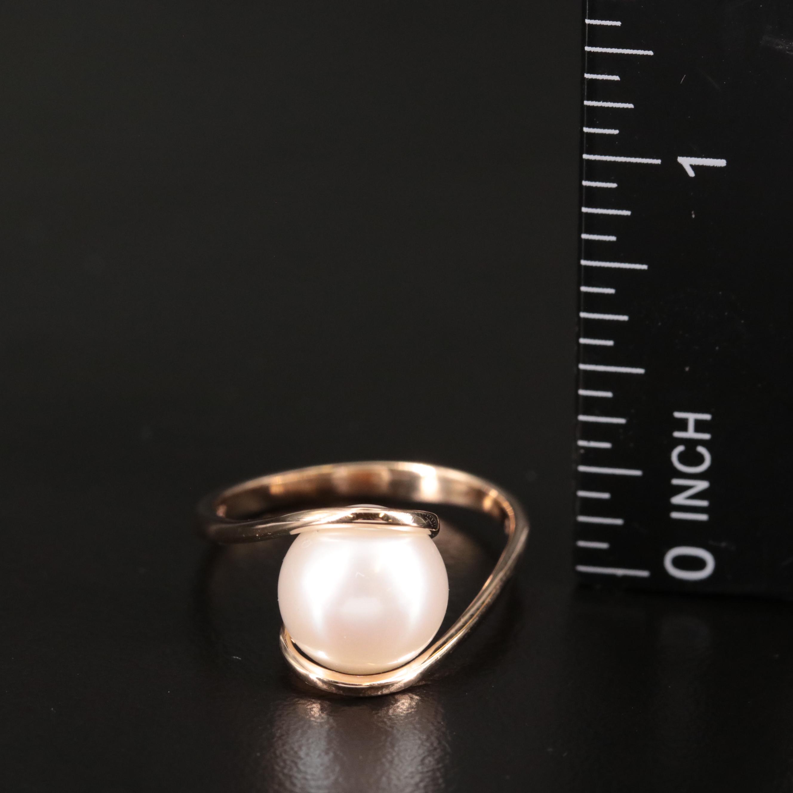 Contemporary 14K Pearl Bypass Ring