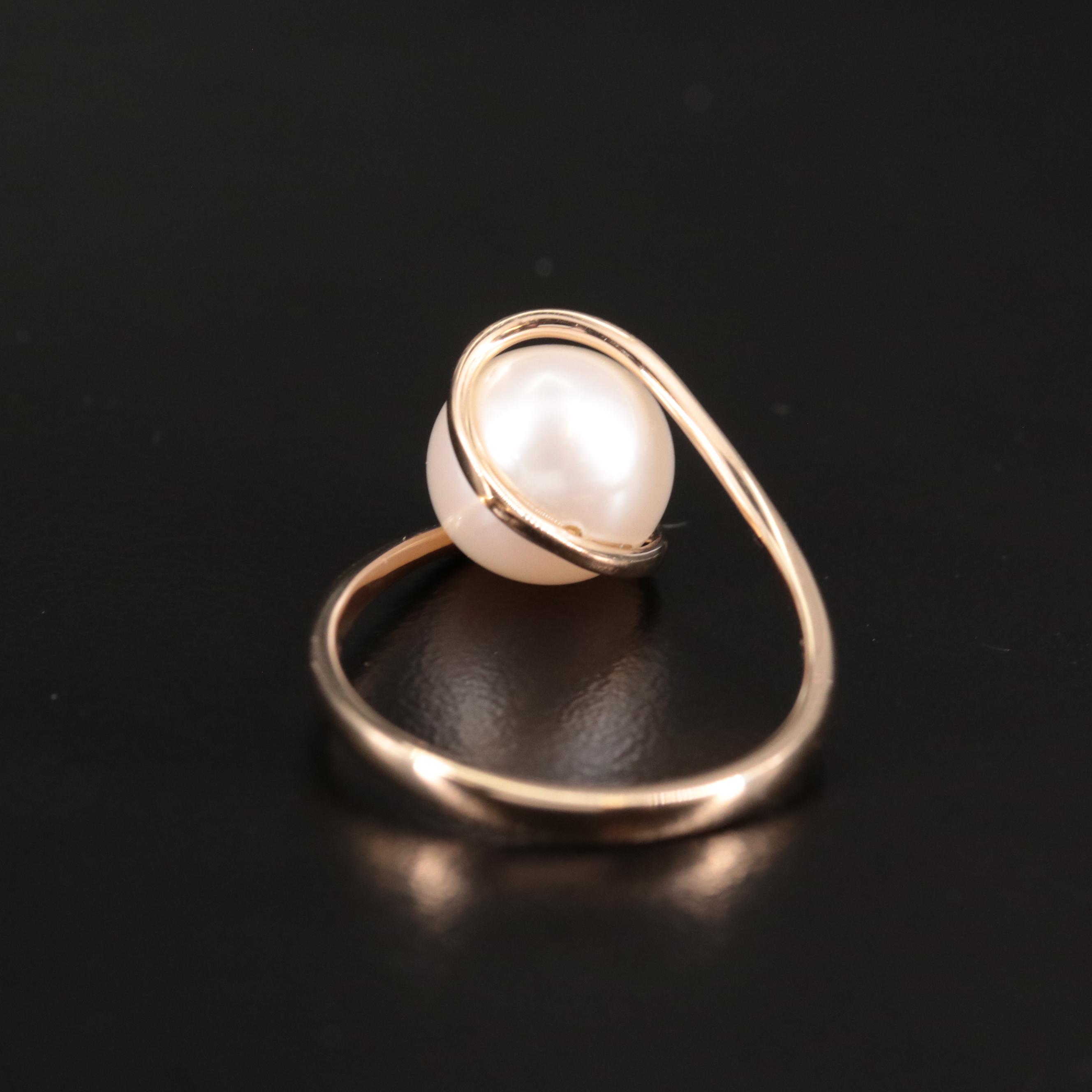 Contemporary 14K Pearl Bypass Ring