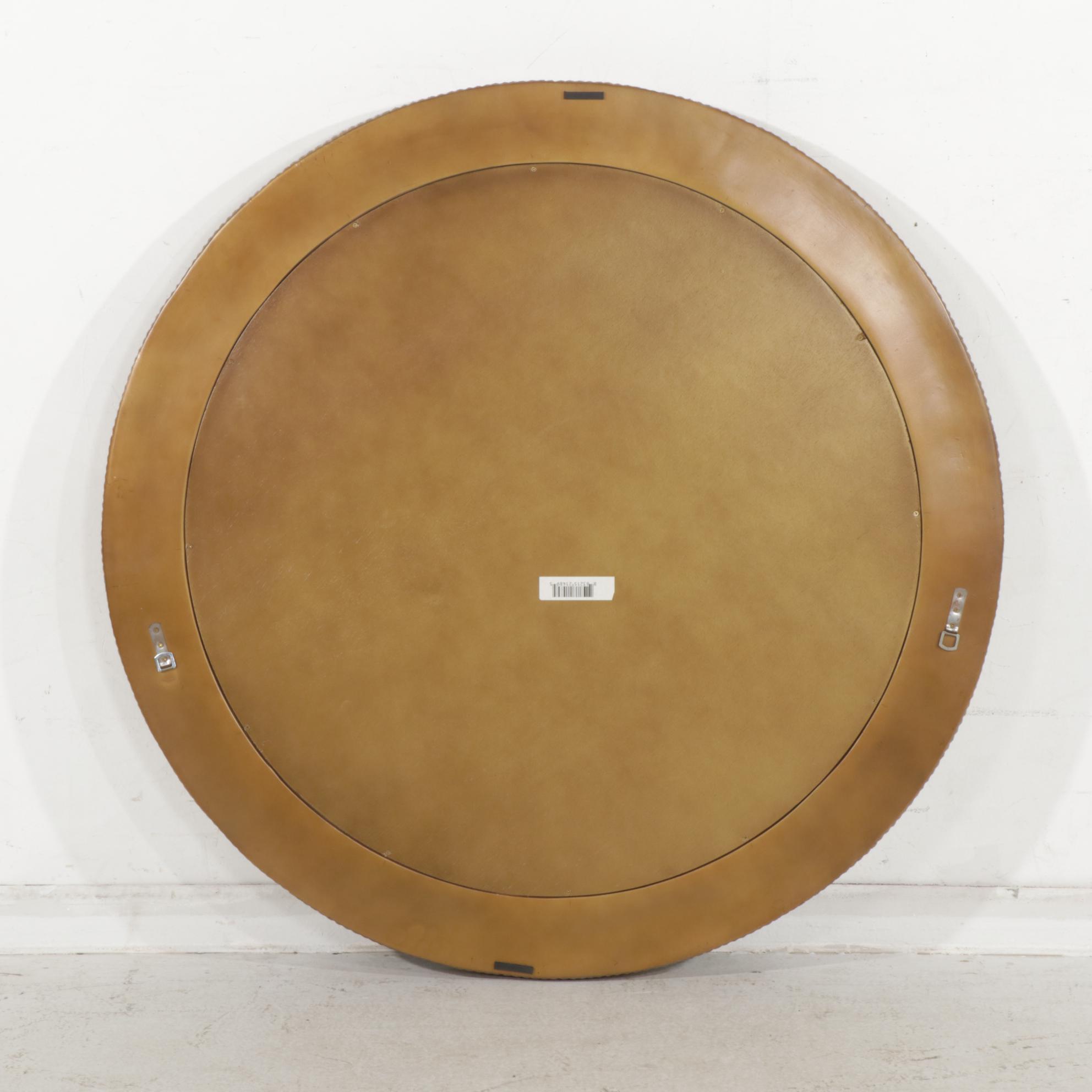 Parcel-Gilt Wooden Framed Round Wall Mirror
