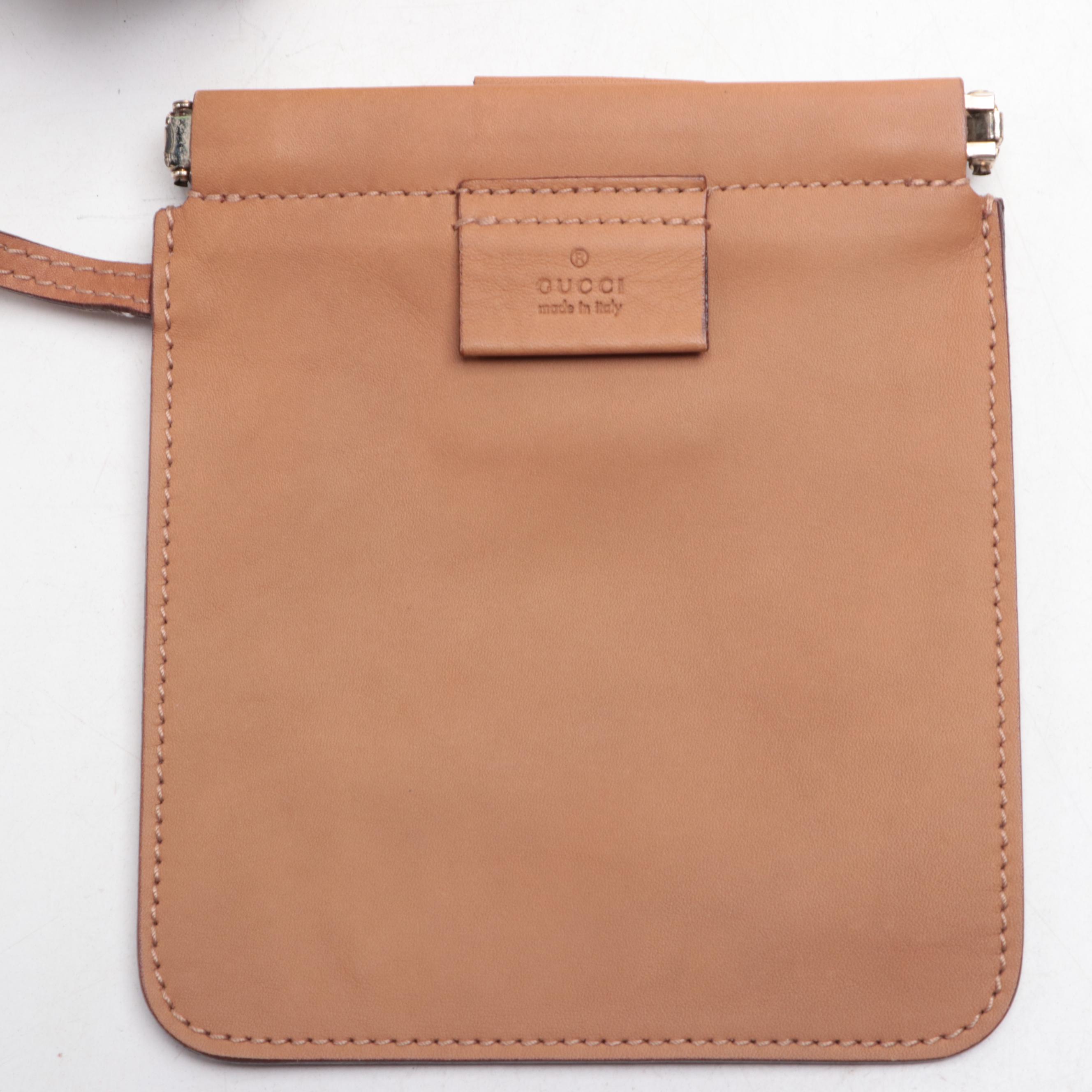 Gucci Top Handle North South Tote in Cognac Leather with Drawstring Detail