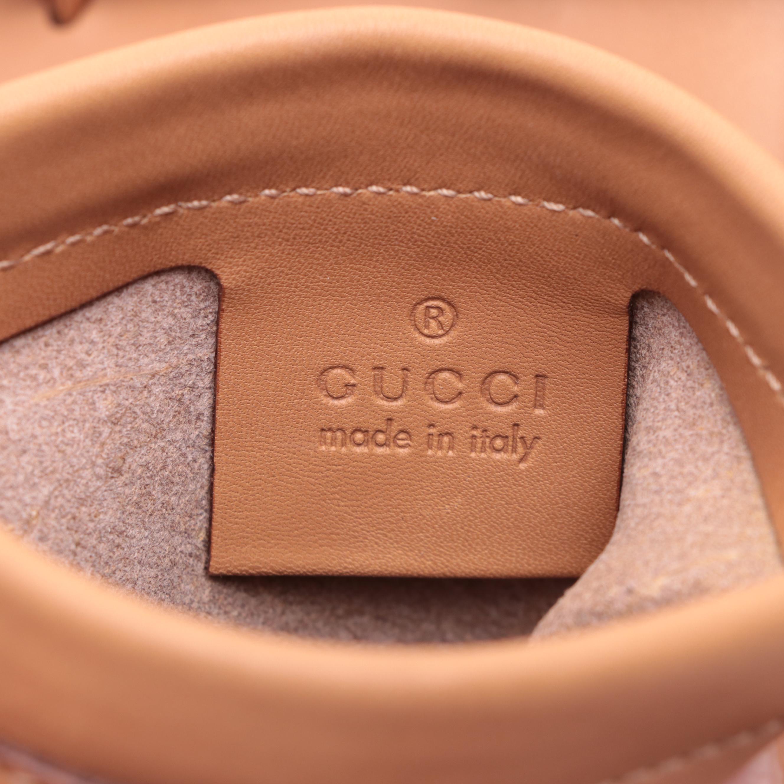 Gucci Top Handle North South Tote in Cognac Leather with Drawstring Detail