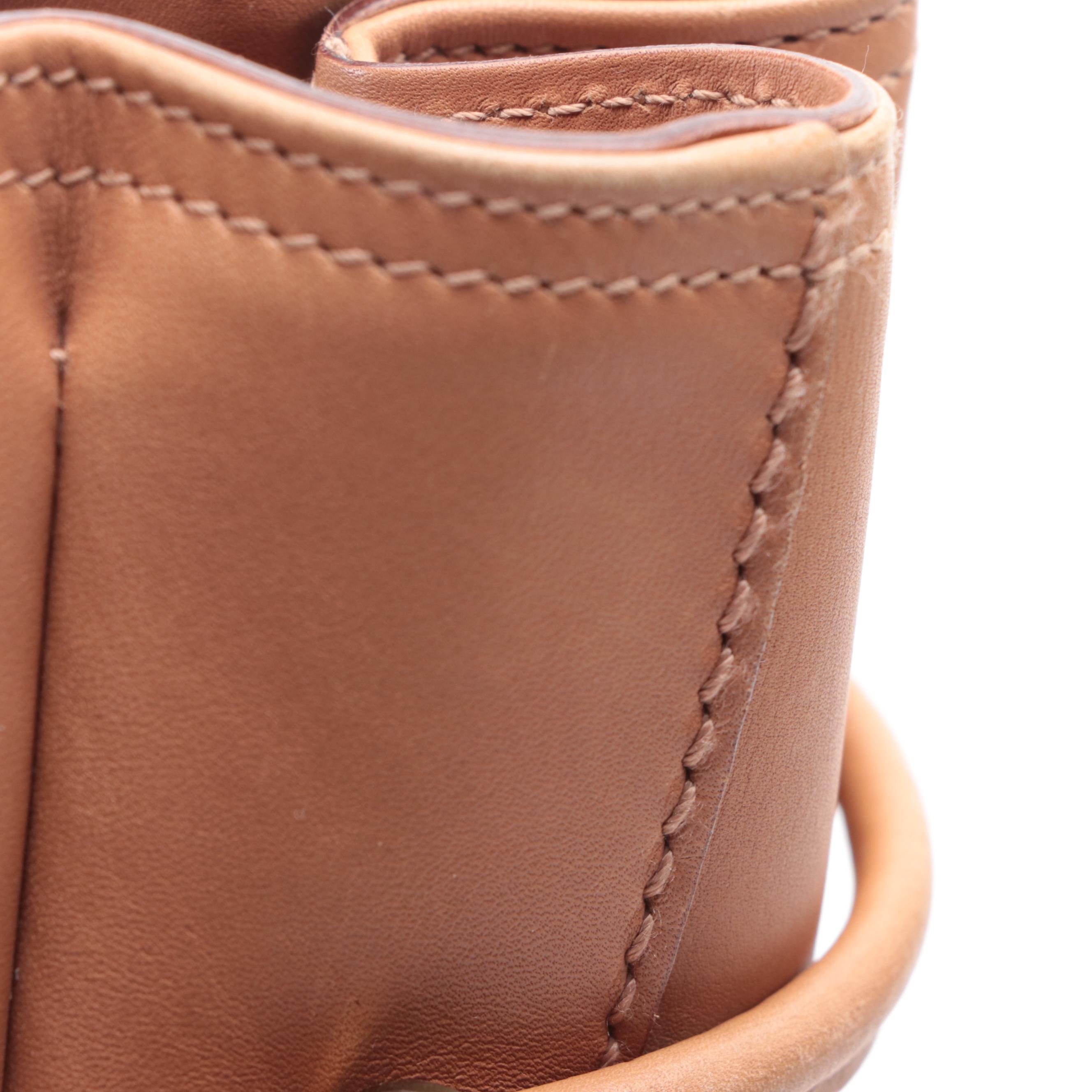 Gucci Top Handle North South Tote in Cognac Leather with Drawstring Detail