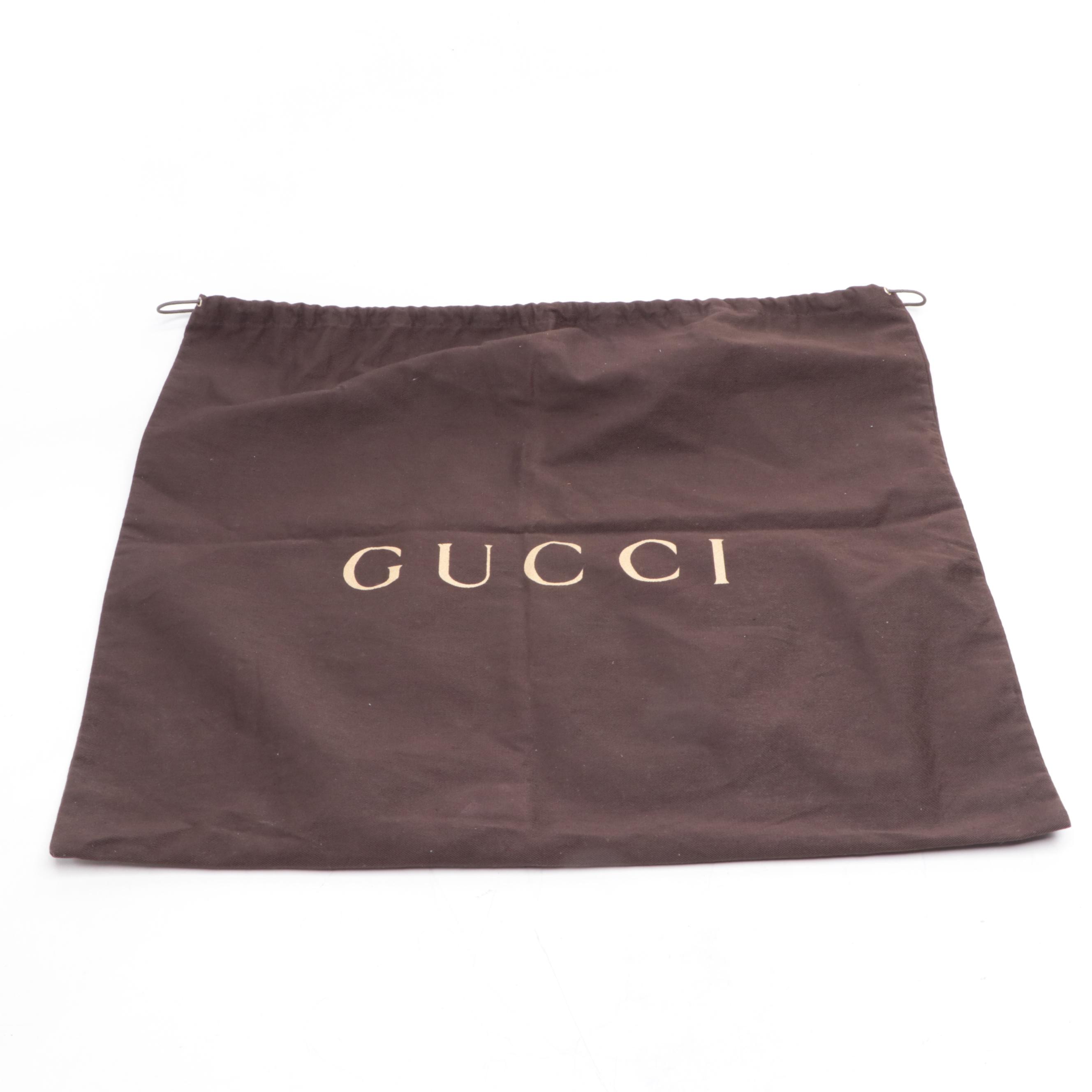 Gucci Top Handle North South Tote in Cognac Leather with Drawstring Detail