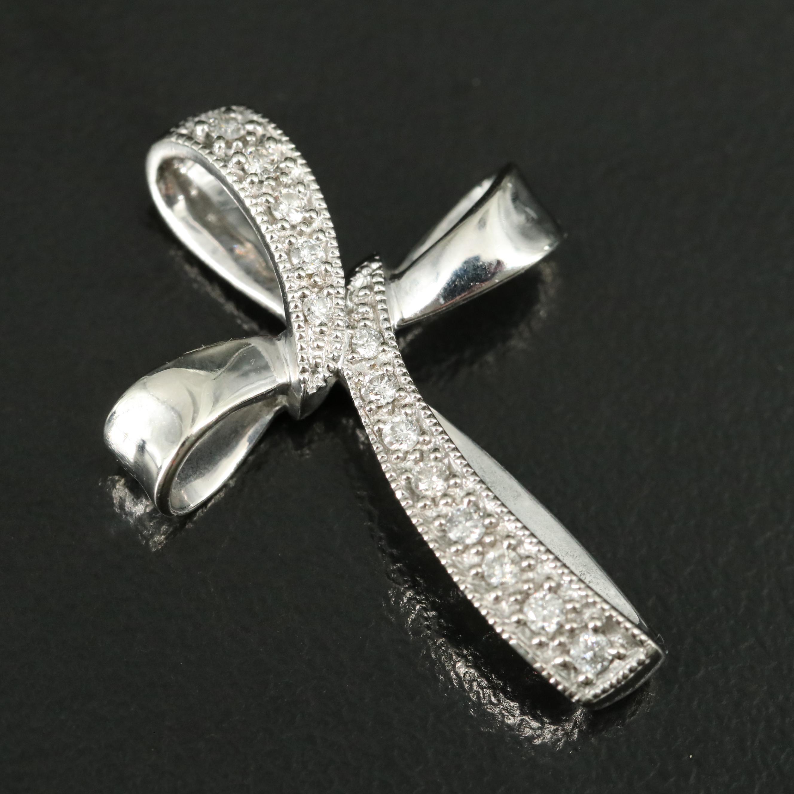 10K 0.14 CTW Diamond Cross Pendant