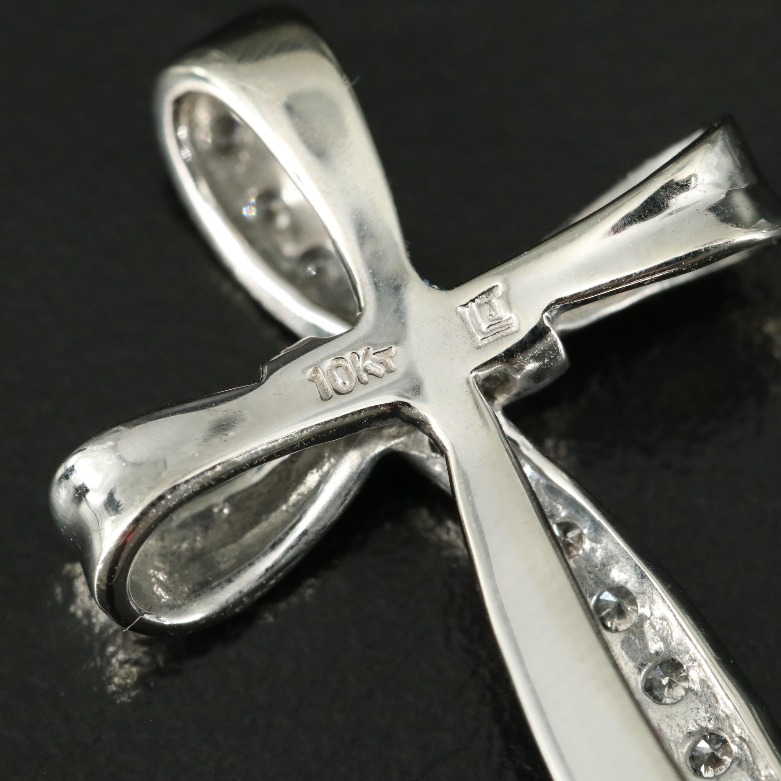 10K 0.14 CTW Diamond Cross Pendant