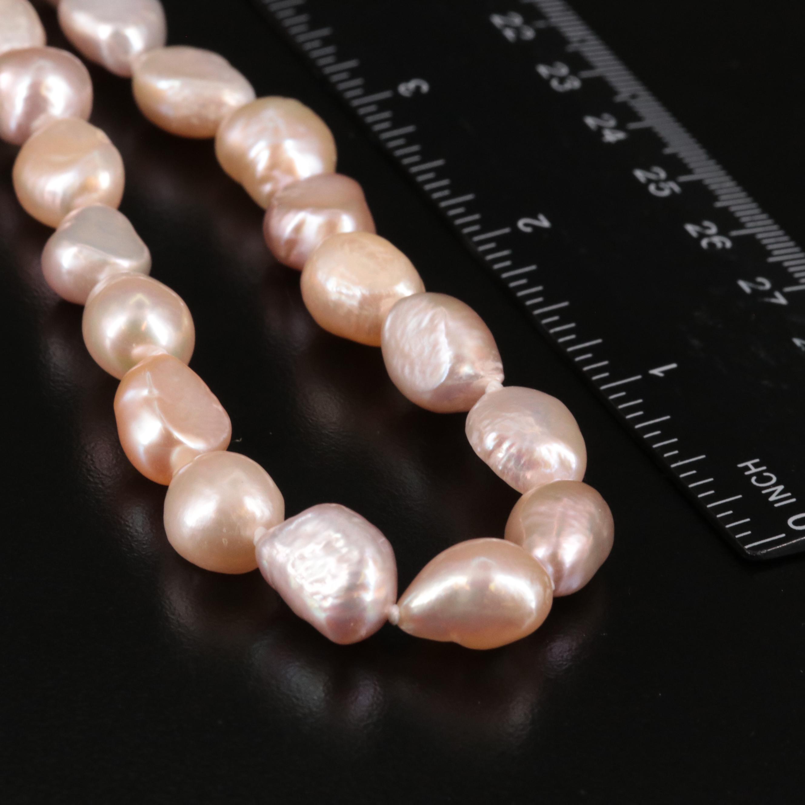 Rope Length Baroque Pearl Necklace with Sterling Clasp
