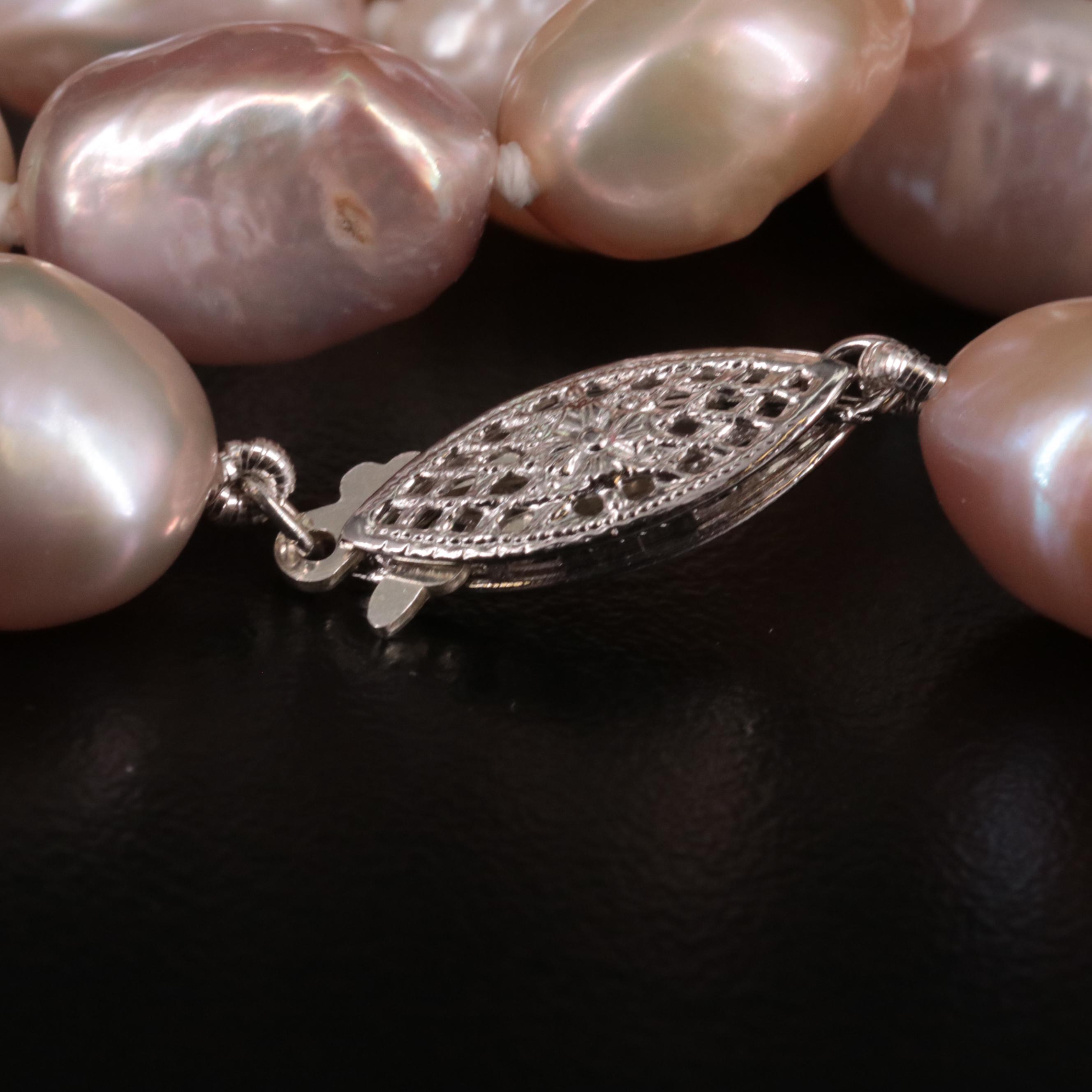 Rope Length Baroque Pearl Necklace with Sterling Clasp