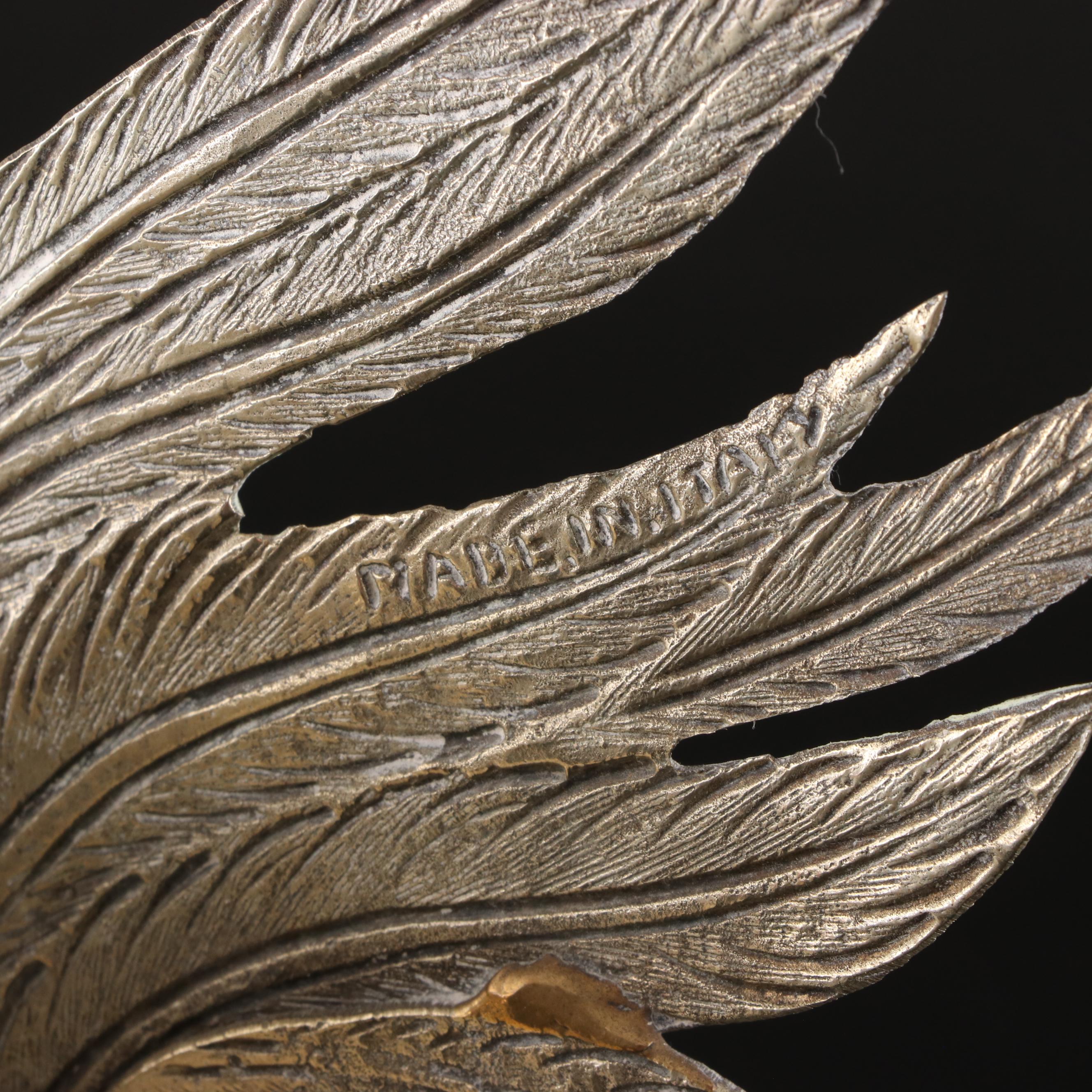 Pair of Italian Cast Metal and Brass Fighting Roosters Figurines