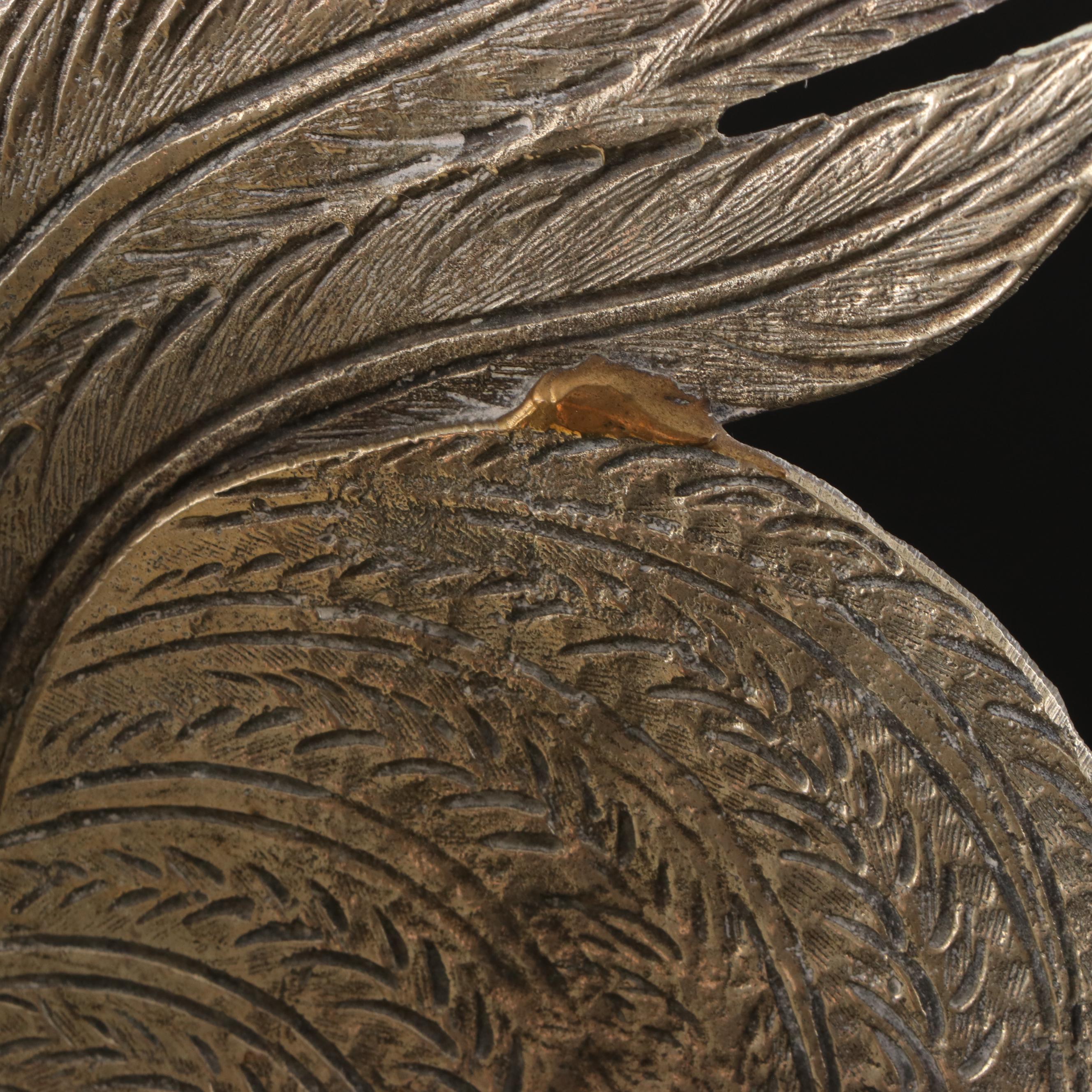 Pair of Italian Cast Metal and Brass Fighting Roosters Figurines