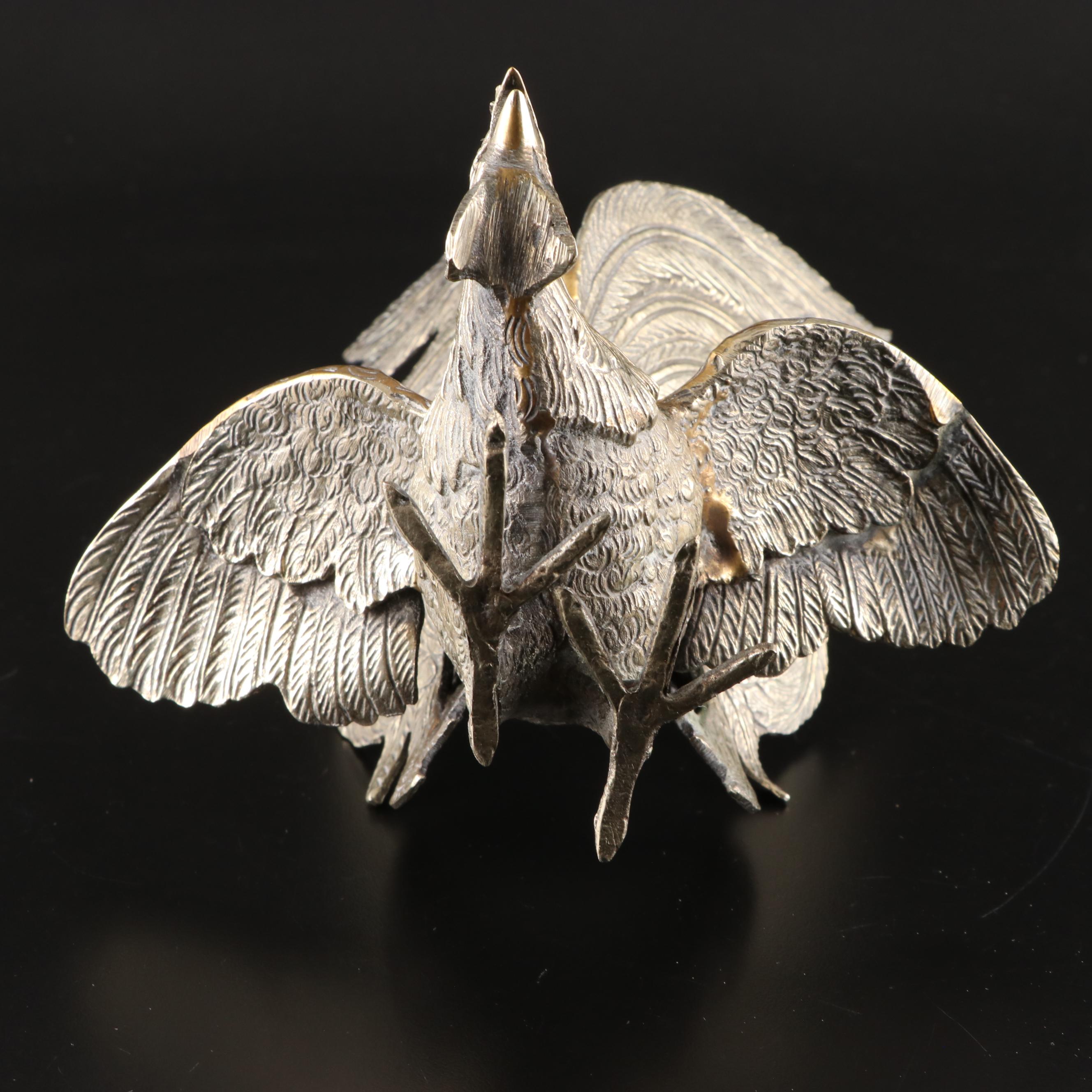 Pair of Italian Cast Metal and Brass Fighting Roosters Figurines