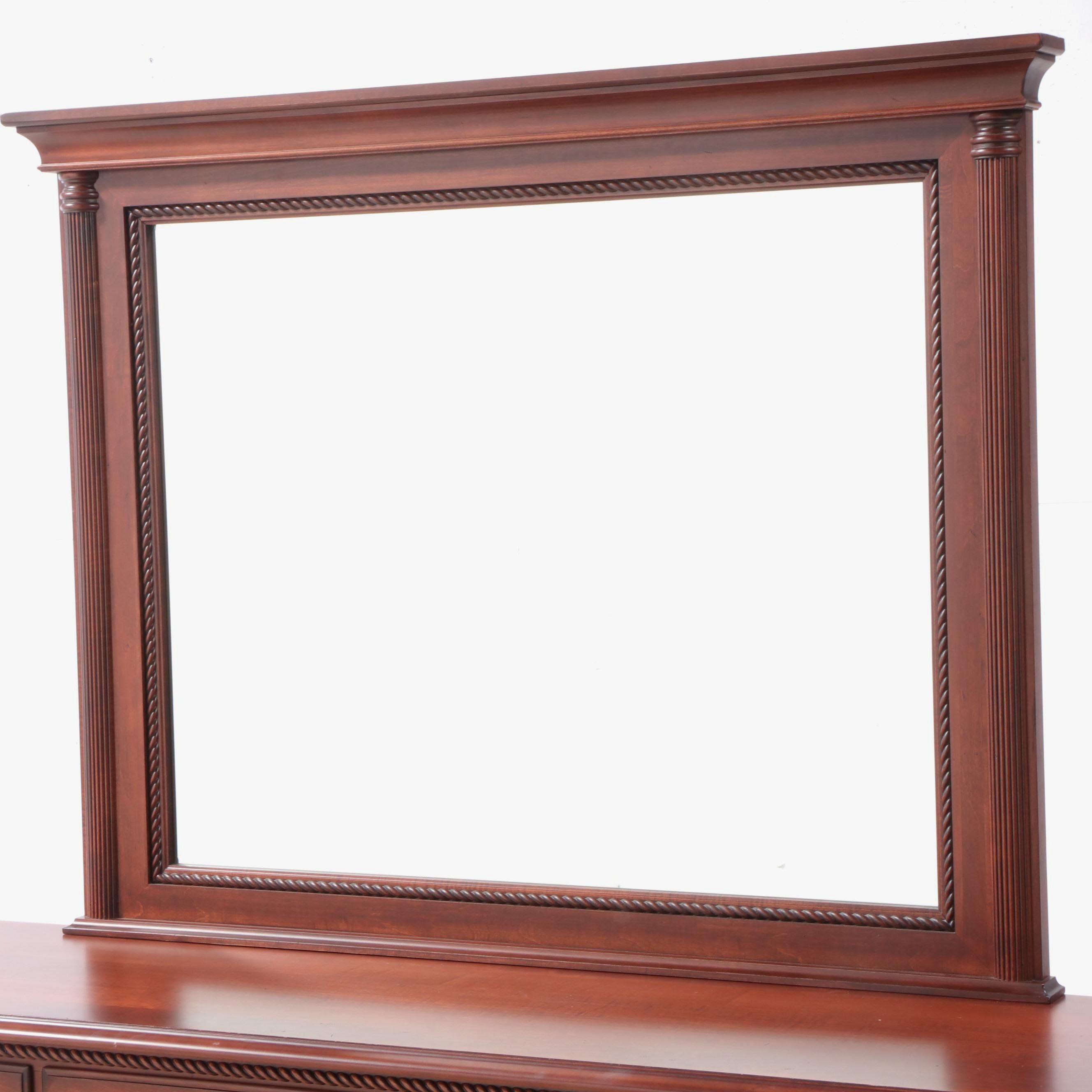 Neoclassical Style Wooden Dresser and Mirror