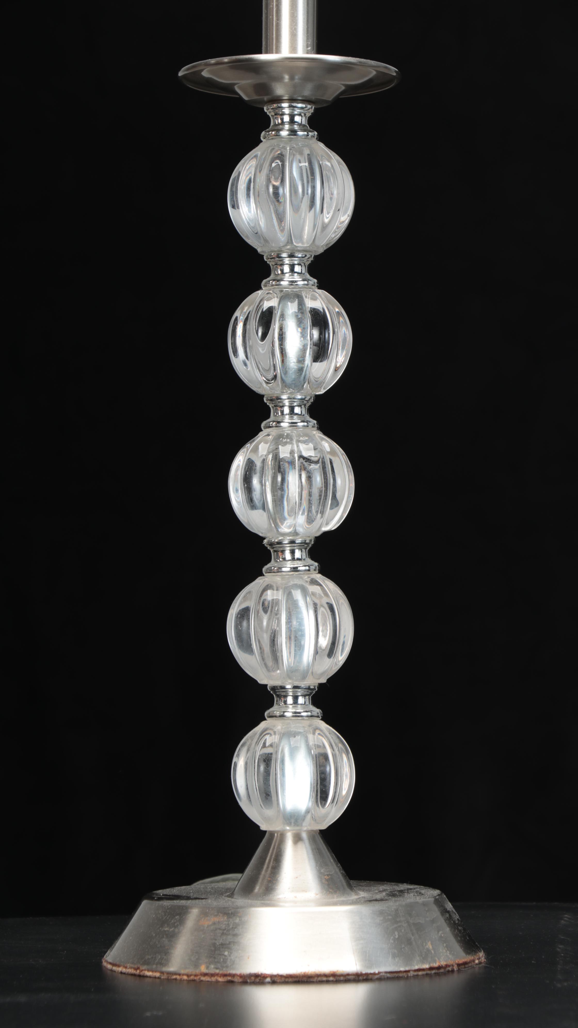 Three Stacked Orb Glass and Acrylic Table Lamps, Contemporary