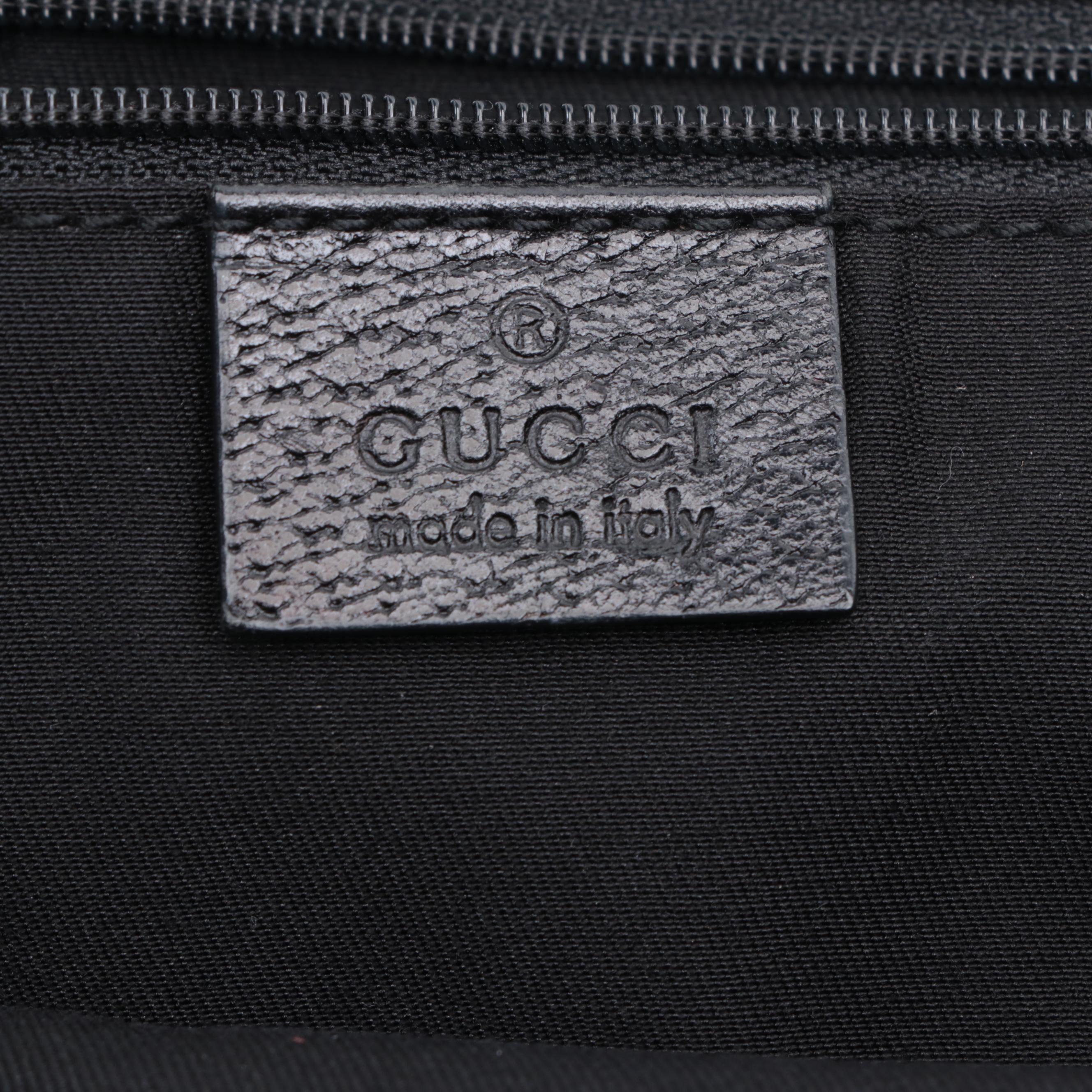 Gucci Medium Princy Tote in Black GG Canvas and Cinghiale Leather Trim