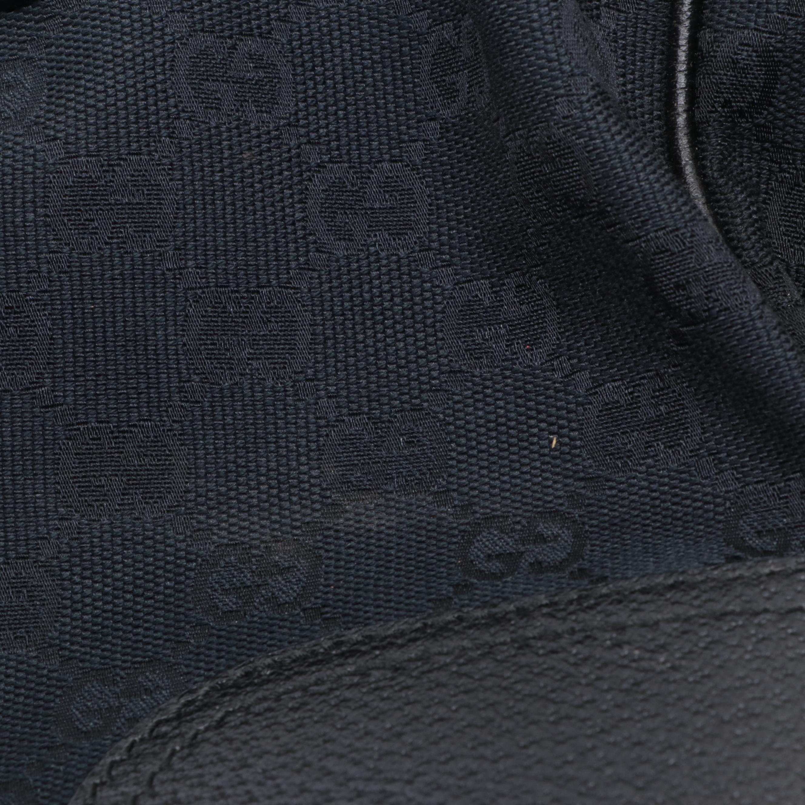 Gucci Medium Princy Tote in Black GG Canvas and Cinghiale Leather Trim