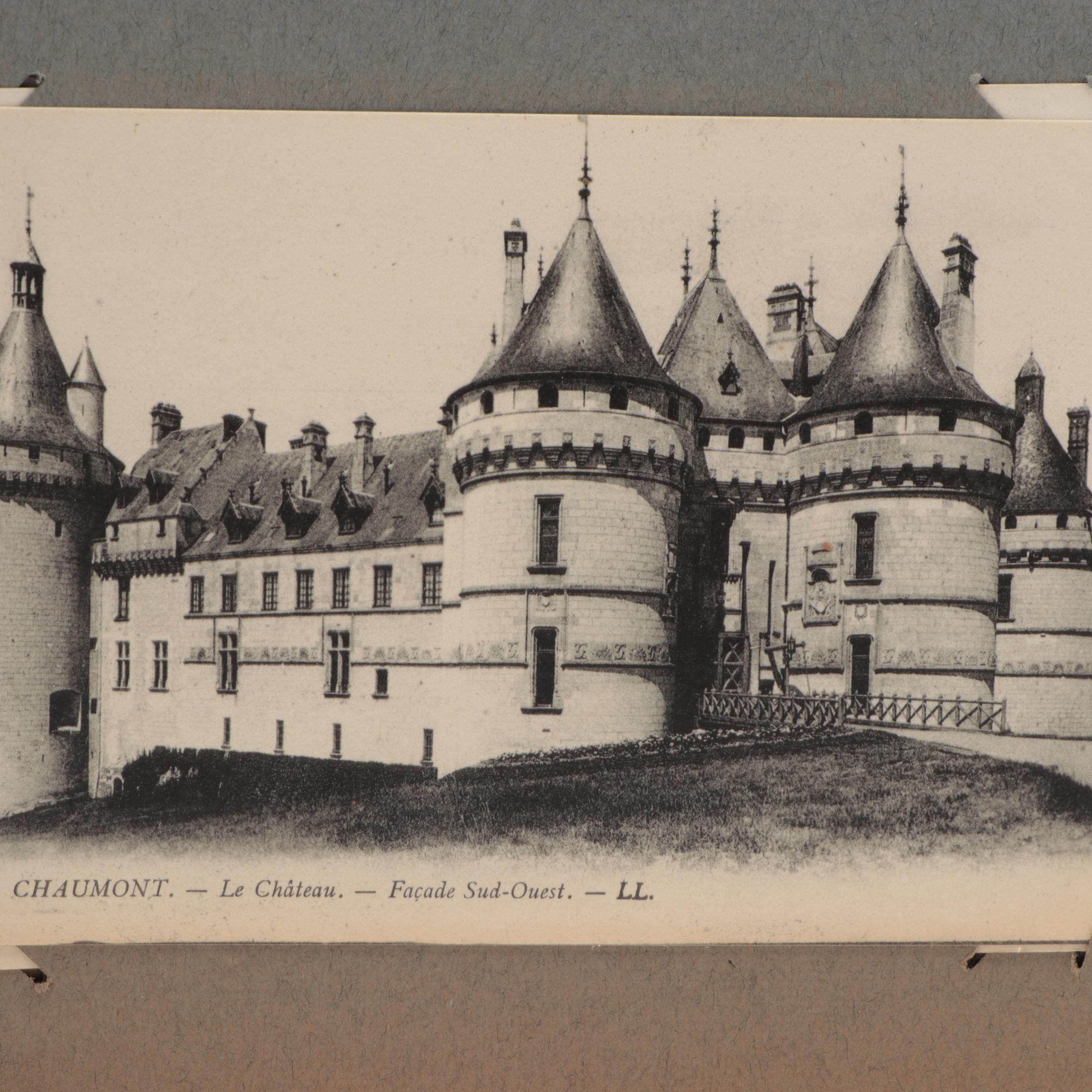 Azay-le-Rideau and Other French Château Postcards in Postcard Album
