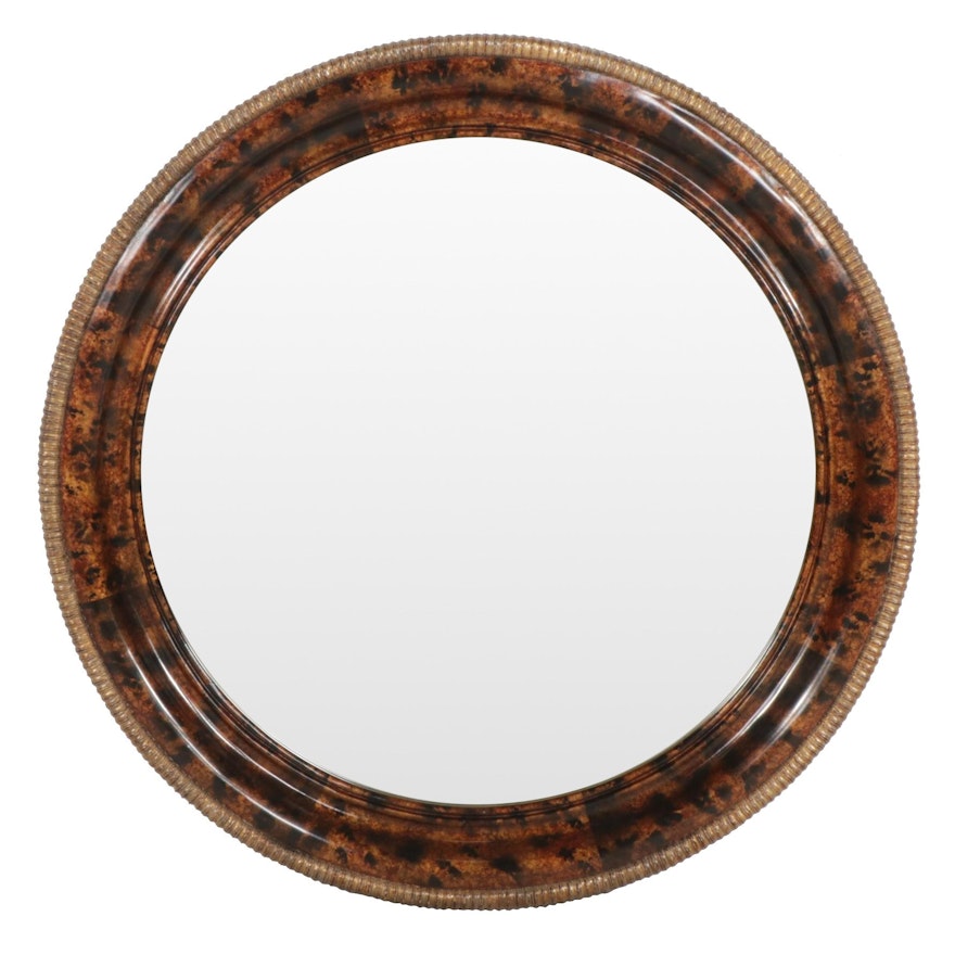 Parcel-Gilt Wooden Framed Round Wall Mirror