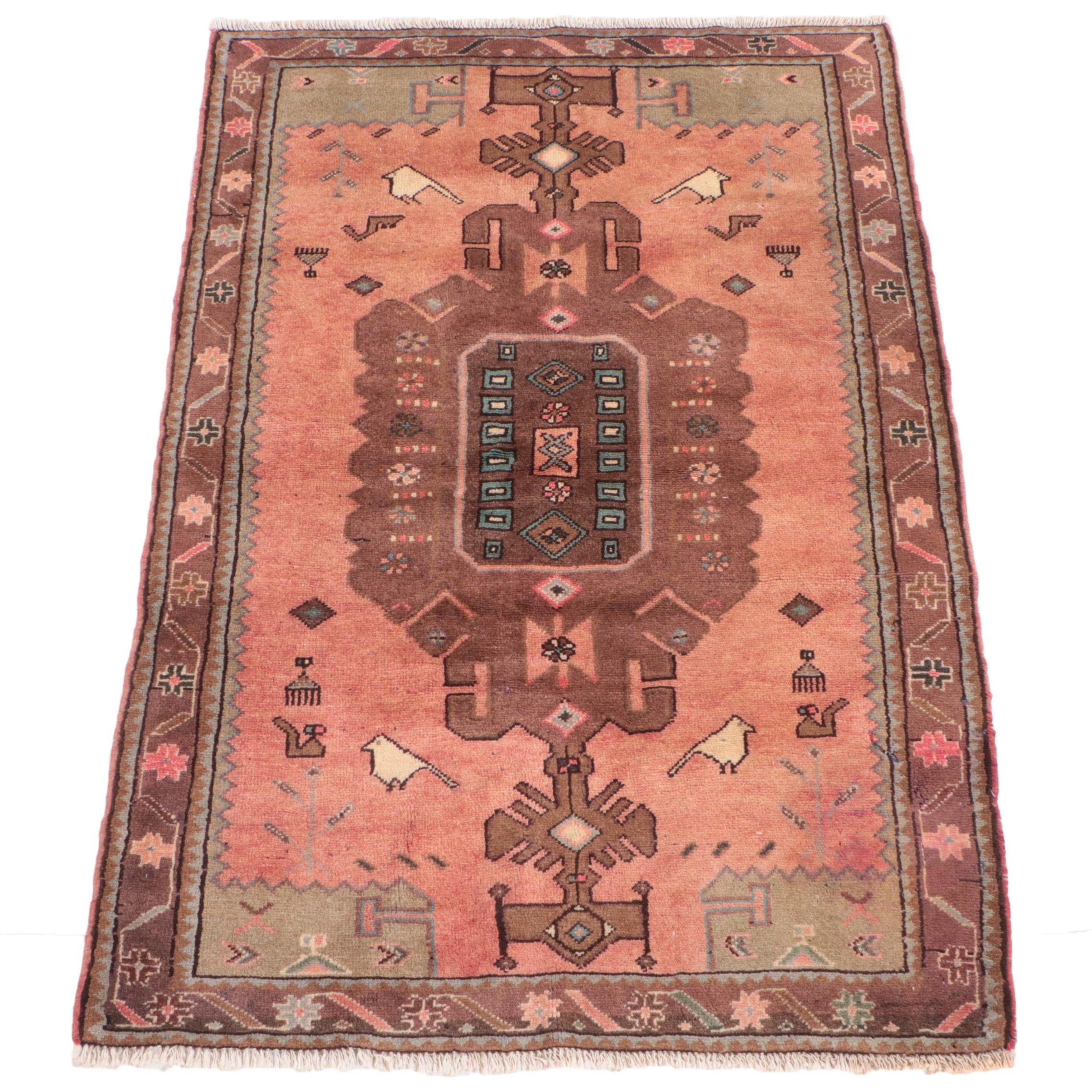 3'4 x 4'10 Hand-Knotted Persian Hamadan Accent Rug