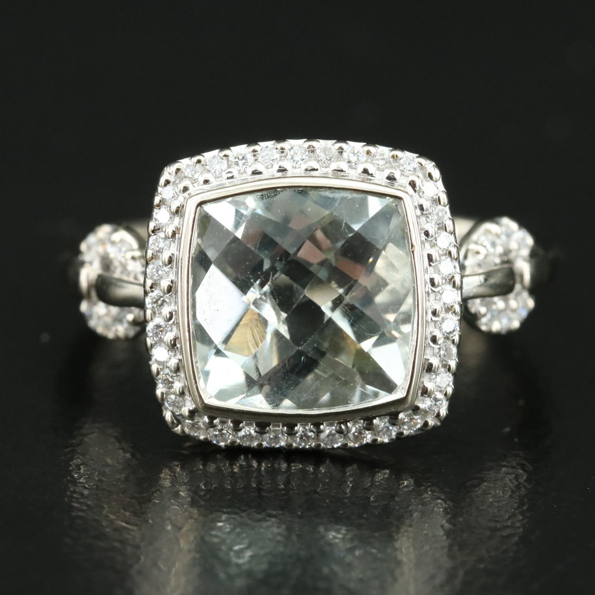 14K Prasiolite and Diamond Ring
