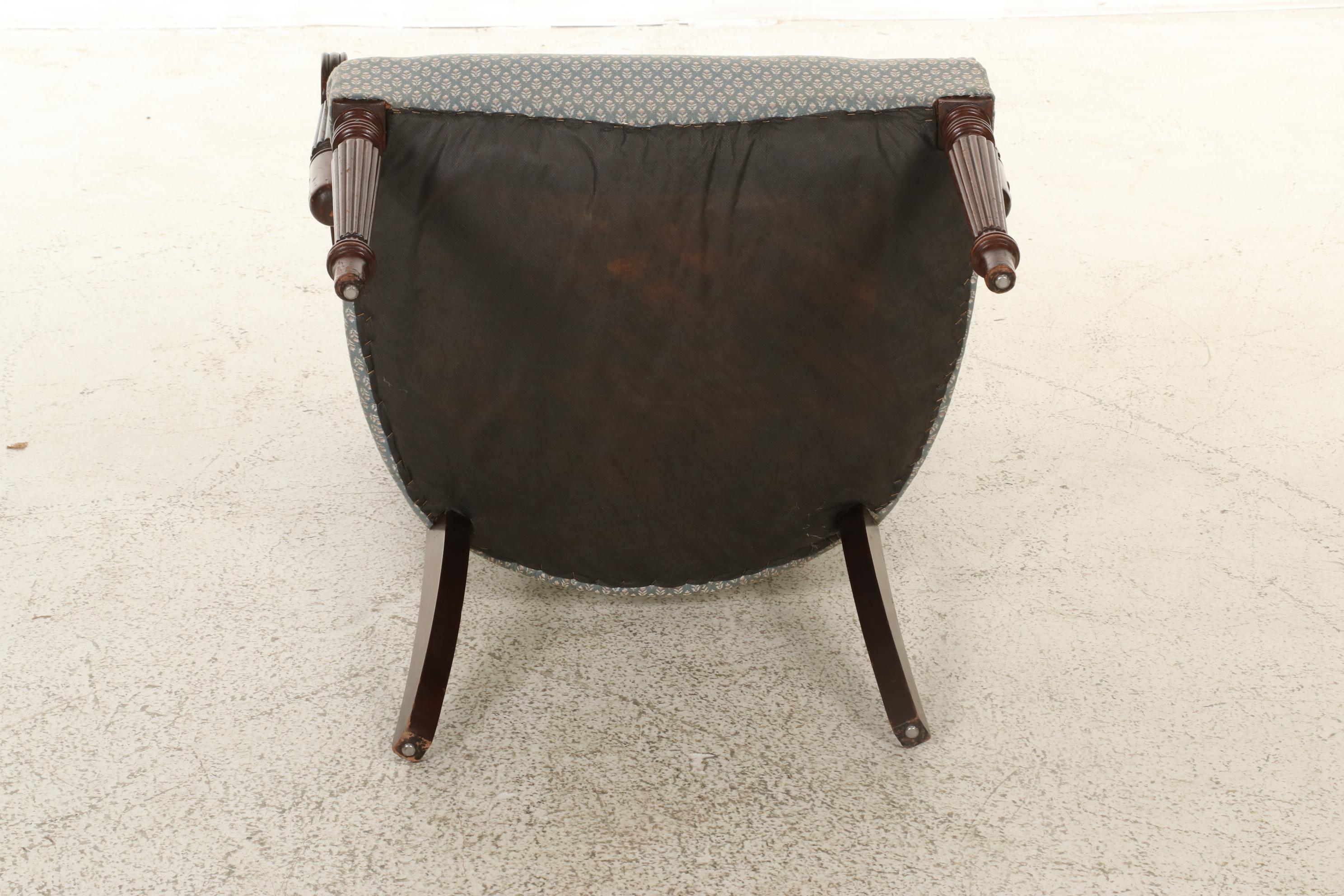 Neoclassical Style Upholstered Wooden Armchair