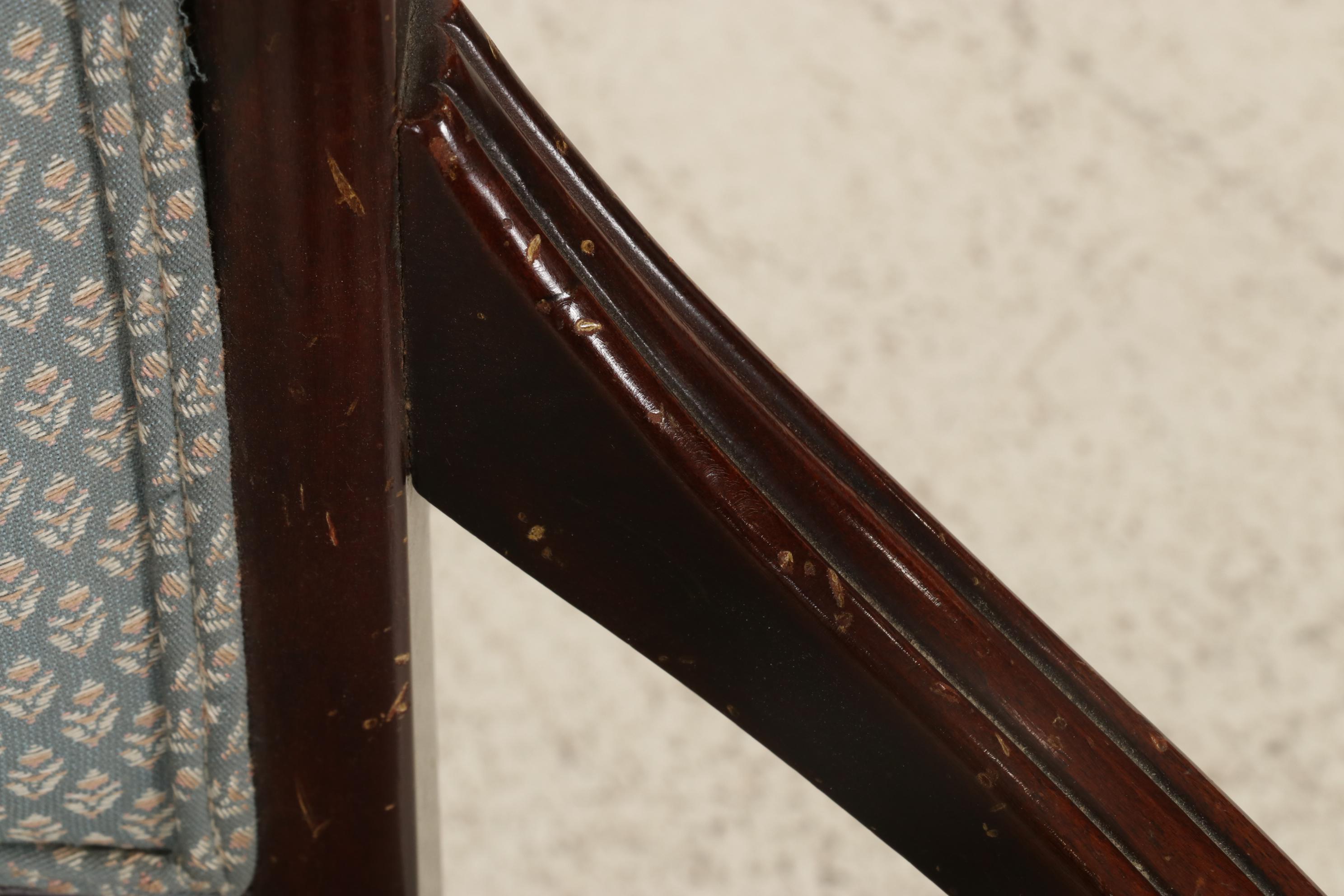 Neoclassical Style Upholstered Wooden Armchair