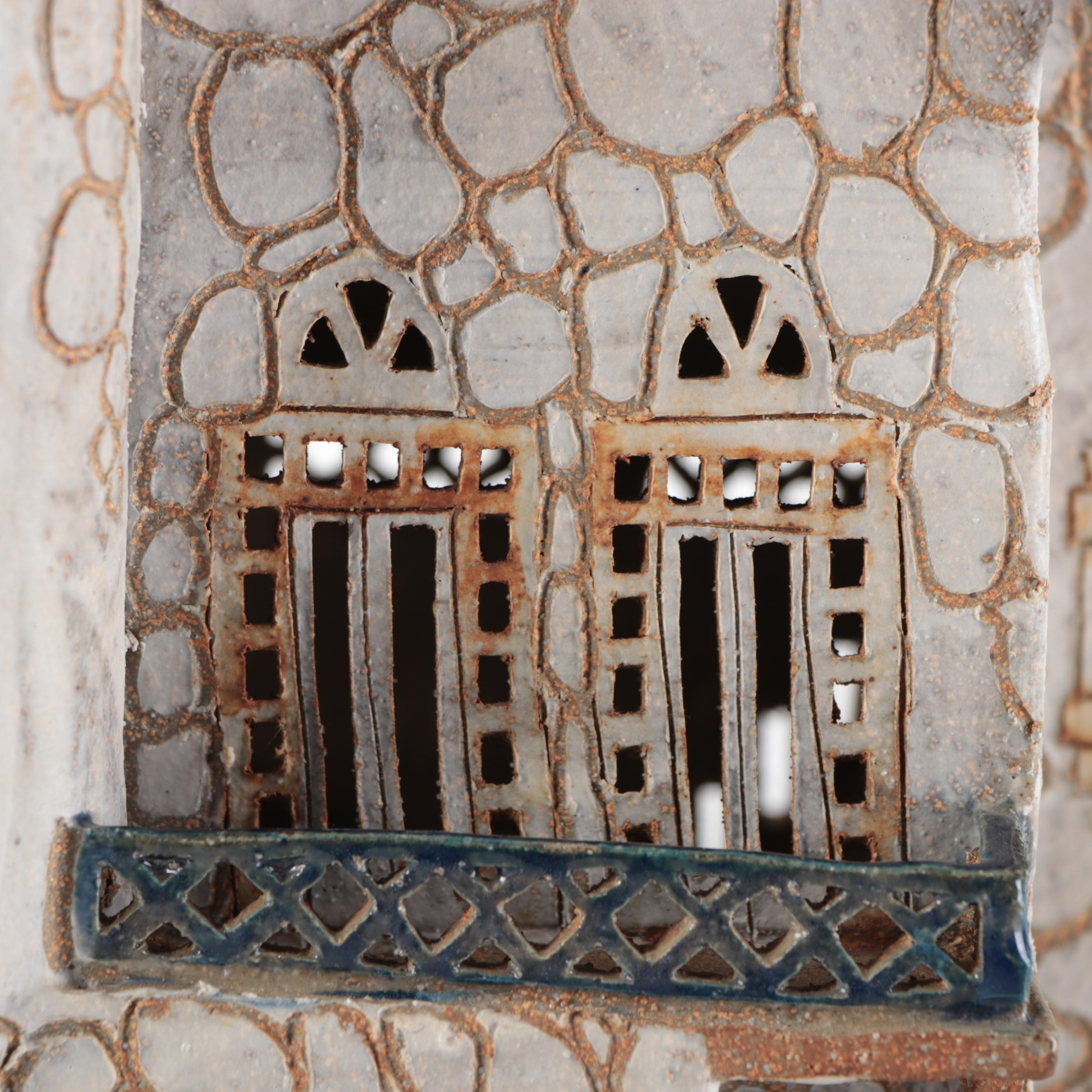 Handmade Artist Signed Ceramic Gabled Building