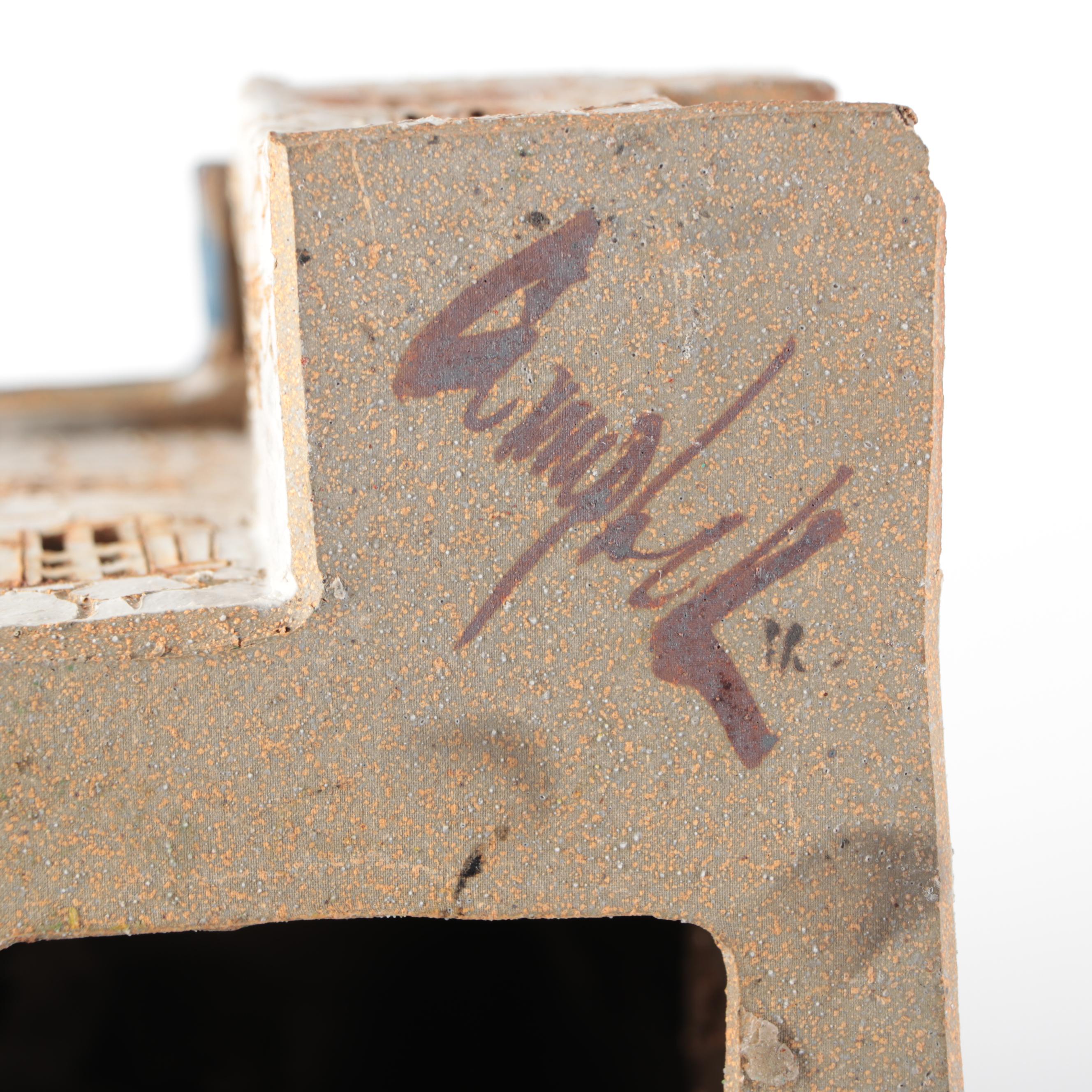 Handmade Artist Signed Ceramic Gabled Building