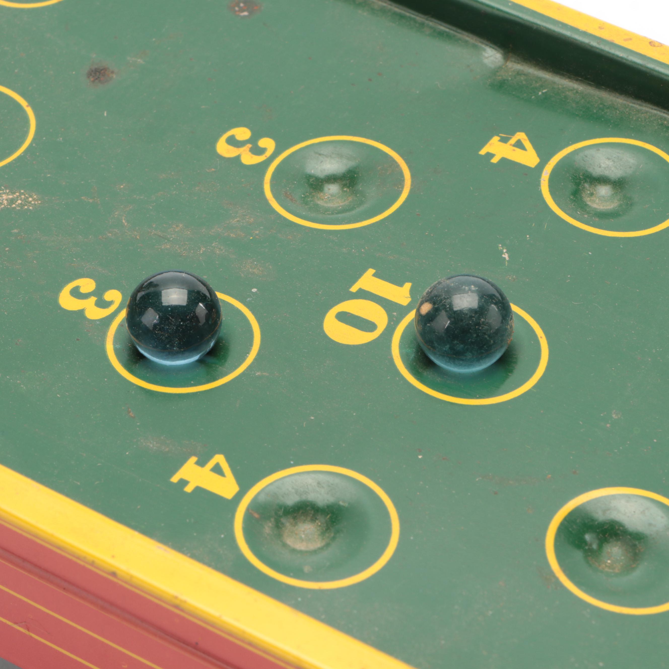 Ranger Steel Co. Mechanical Billiard Table Tin Toy, Mid 20th-Century