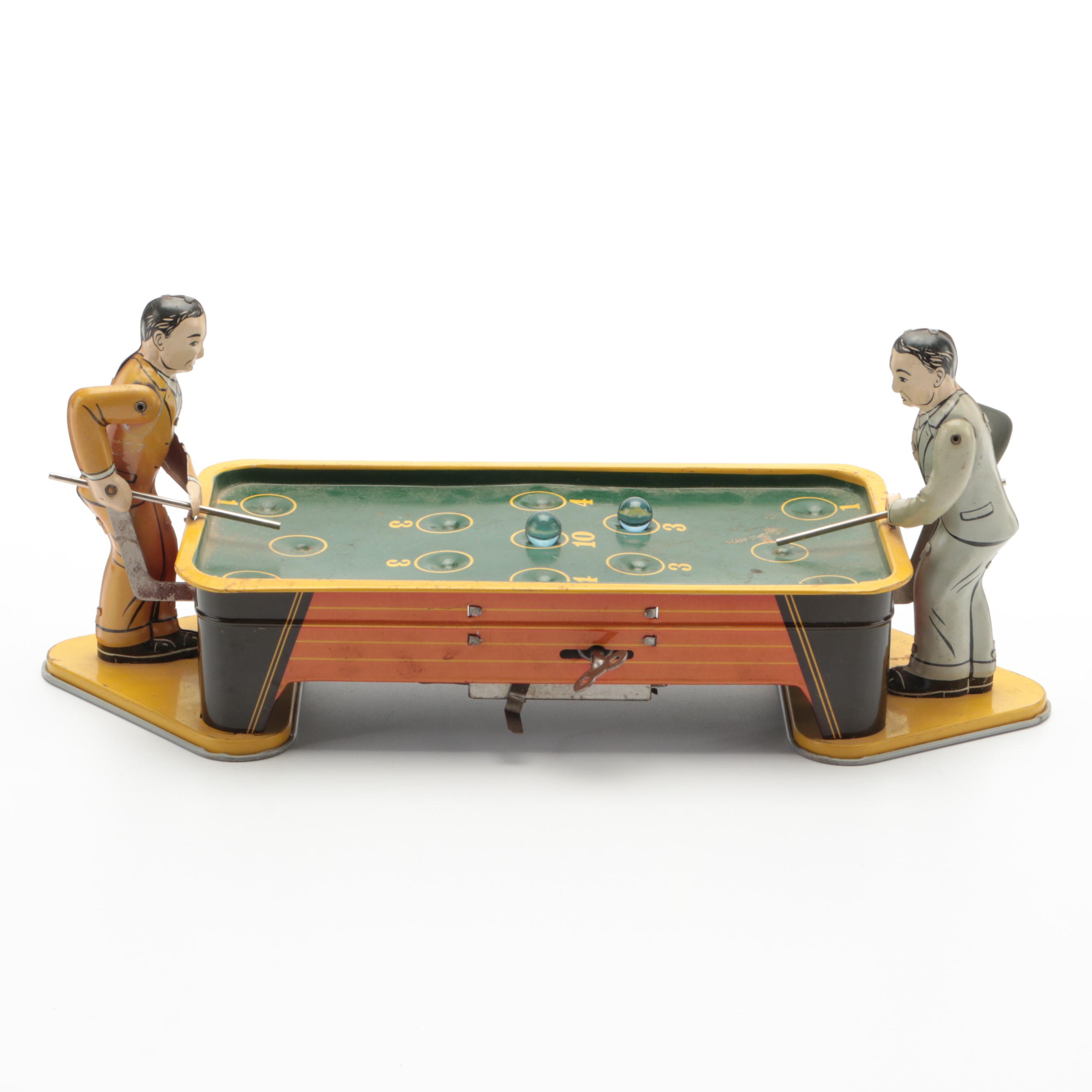 Ranger Steel Co. Mechanical Billiard Table Tin Toy, Mid 20th-Century