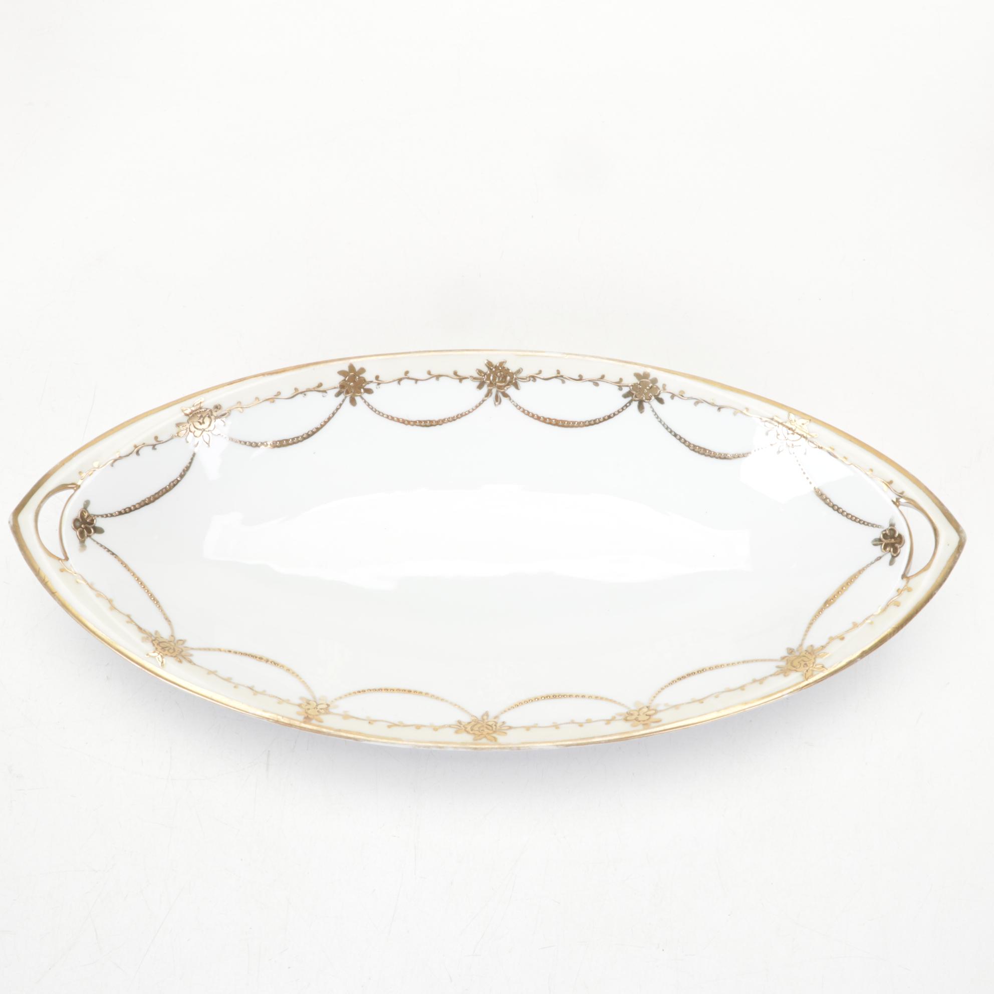 Nippon Hand-Painted Porcelain Tableware With Sterling Lettuce Fork