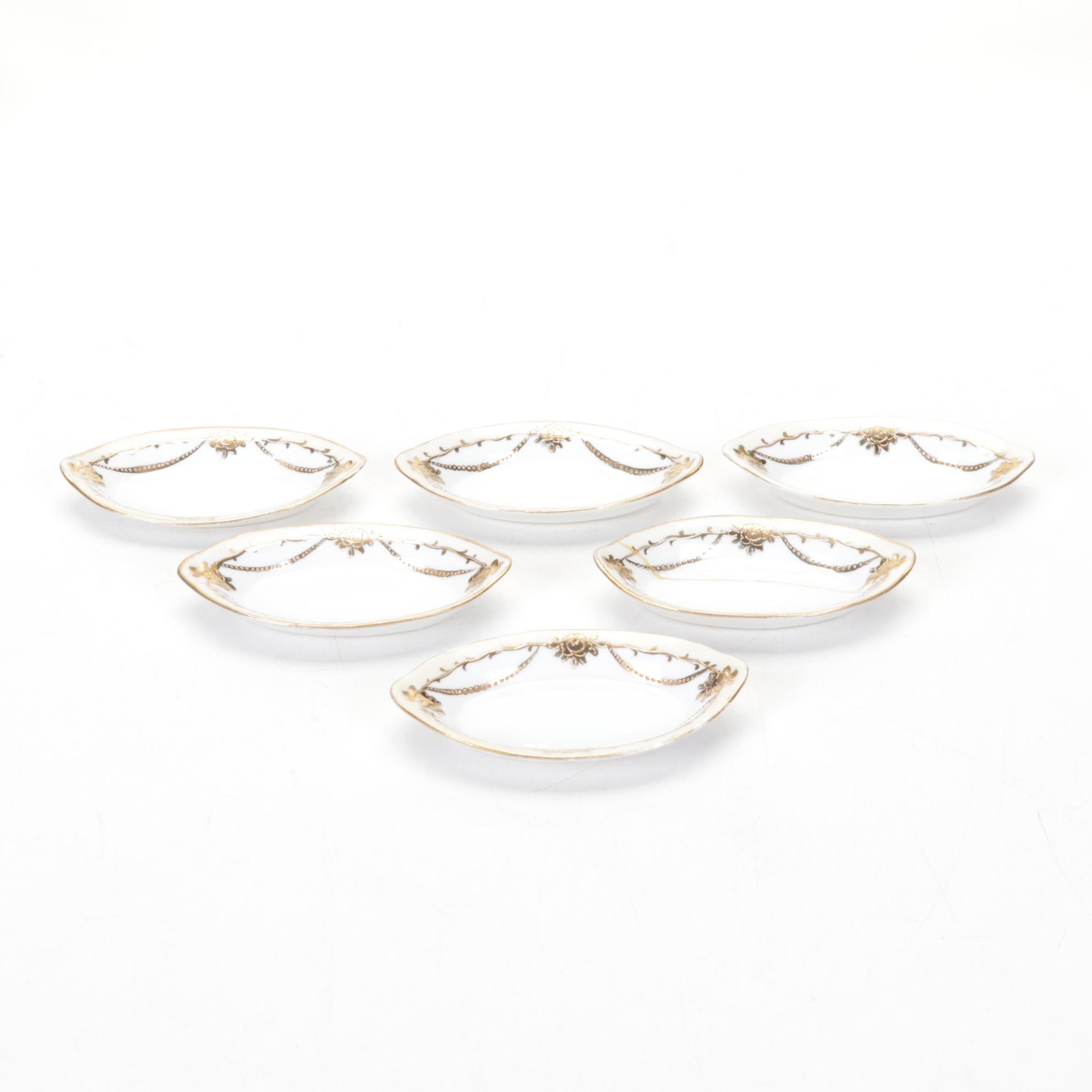 Nippon Hand-Painted Porcelain Tableware With Sterling Lettuce Fork