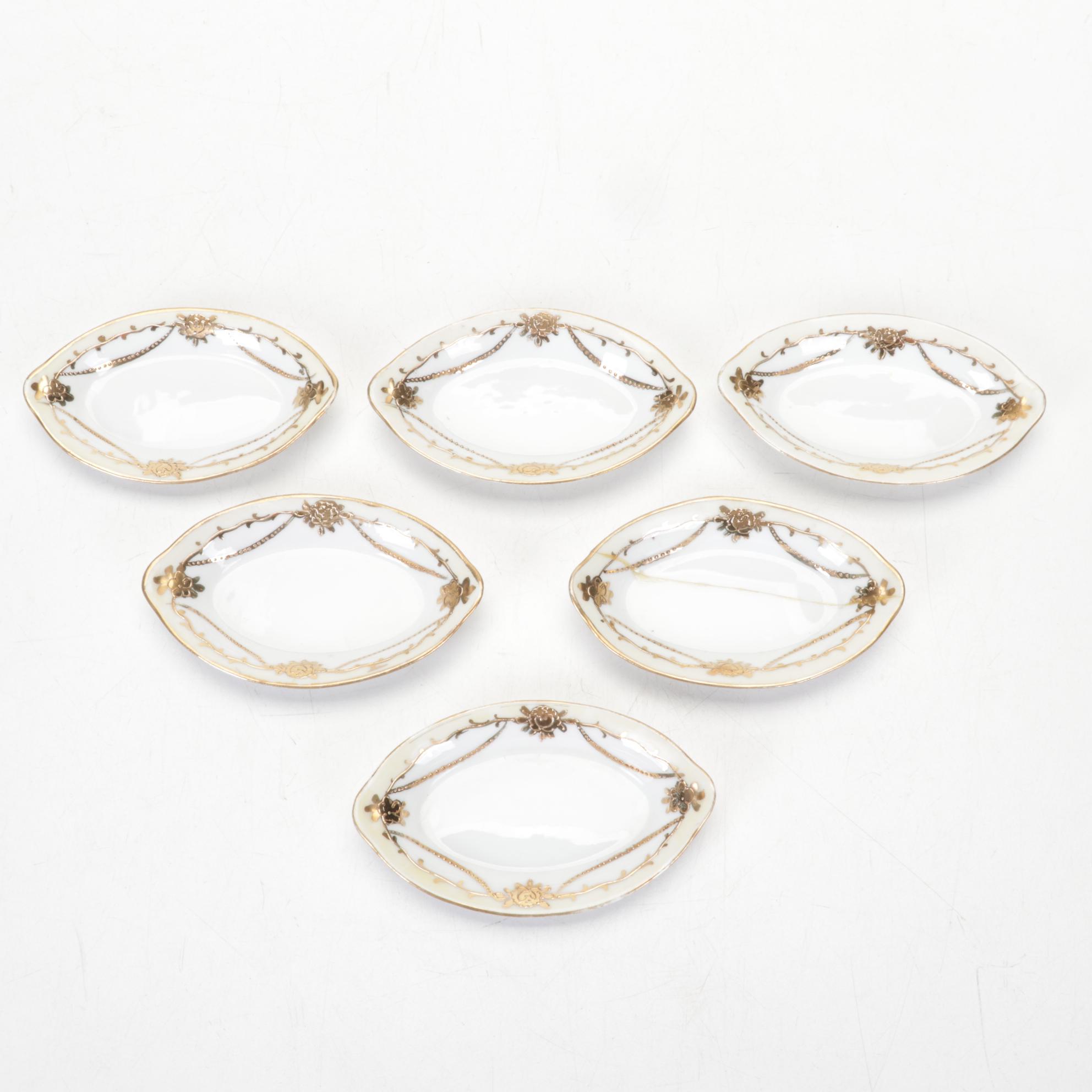 Nippon Hand-Painted Porcelain Tableware With Sterling Lettuce Fork