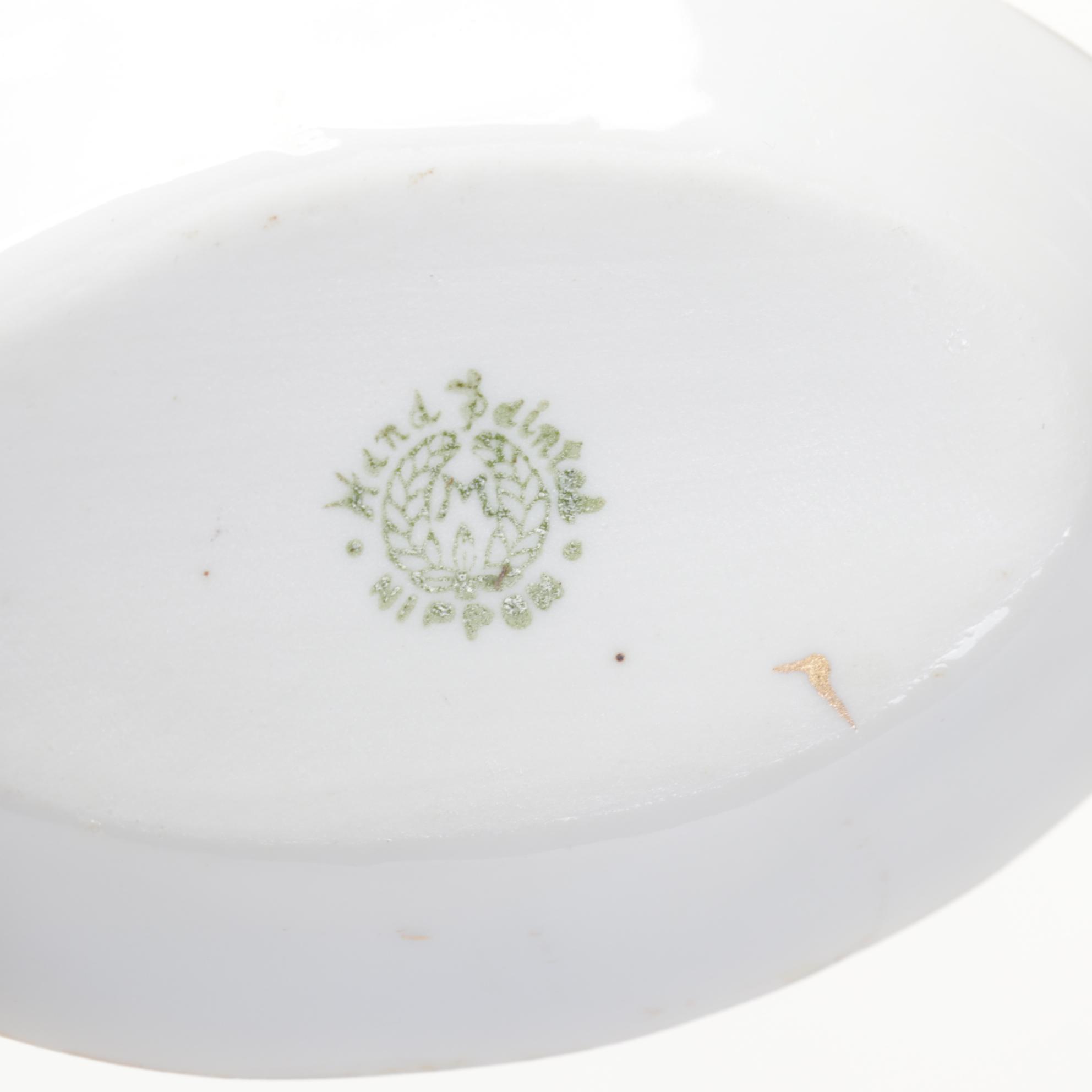 Nippon Hand-Painted Porcelain Tableware With Sterling Lettuce Fork