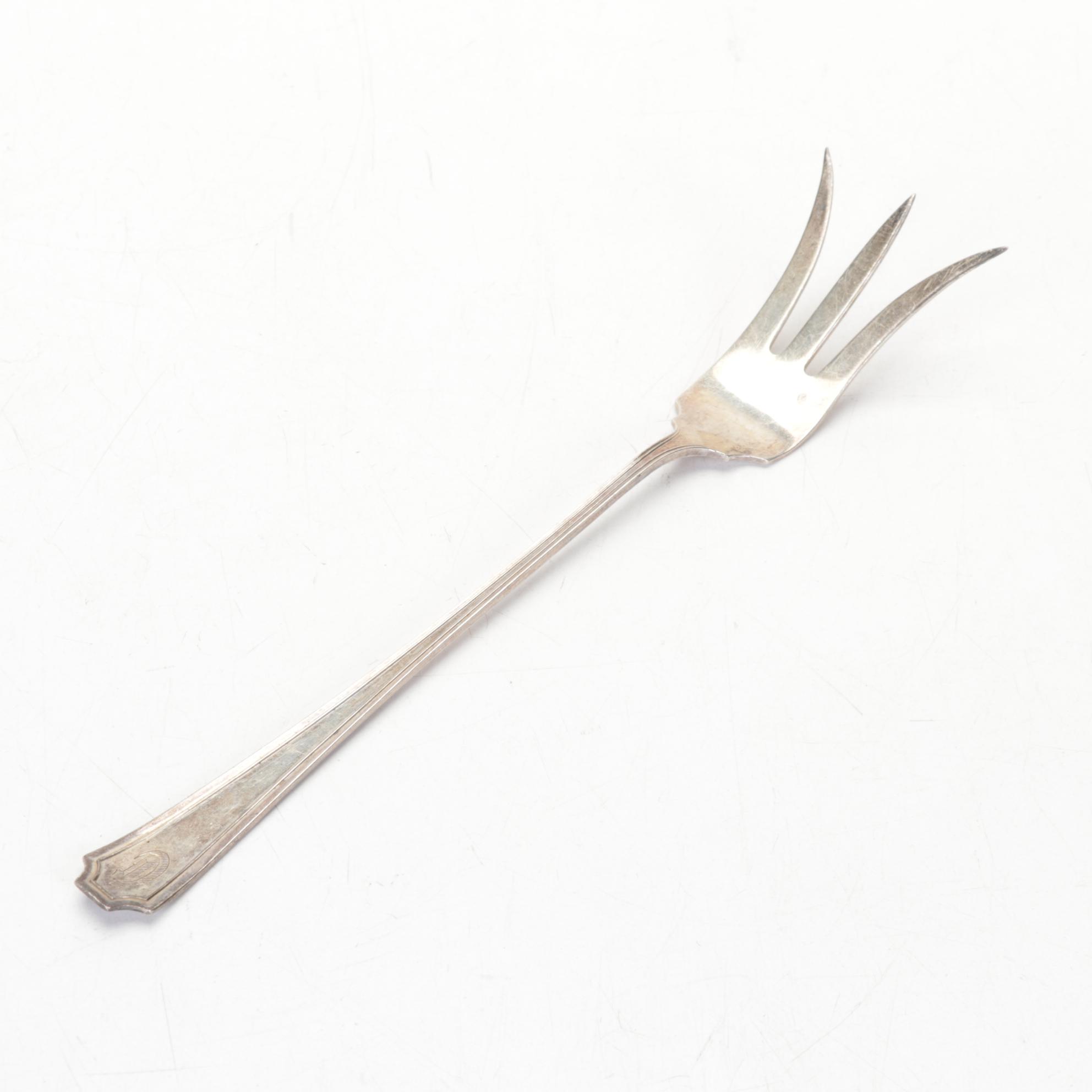 Nippon Hand-Painted Porcelain Tableware With Sterling Lettuce Fork