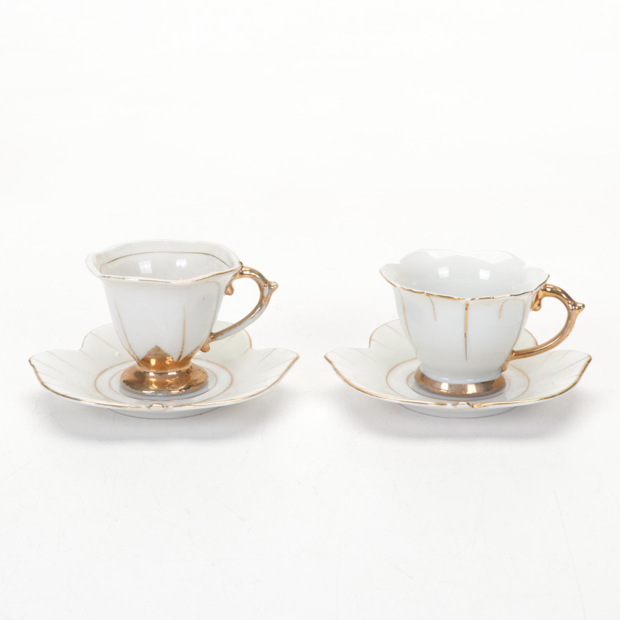 Nippon Hand-Painted Porcelain Tableware With Sterling Lettuce Fork