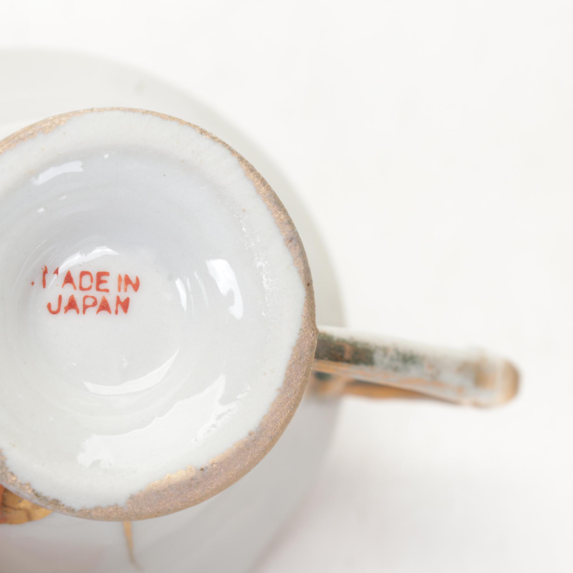 Nippon Hand-Painted Porcelain Tableware With Sterling Lettuce Fork