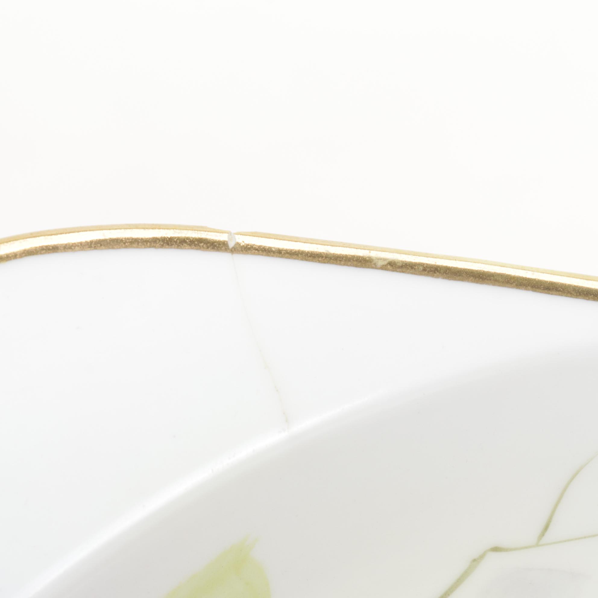 Nippon Hand-Painted Porcelain Tableware With Sterling Lettuce Fork