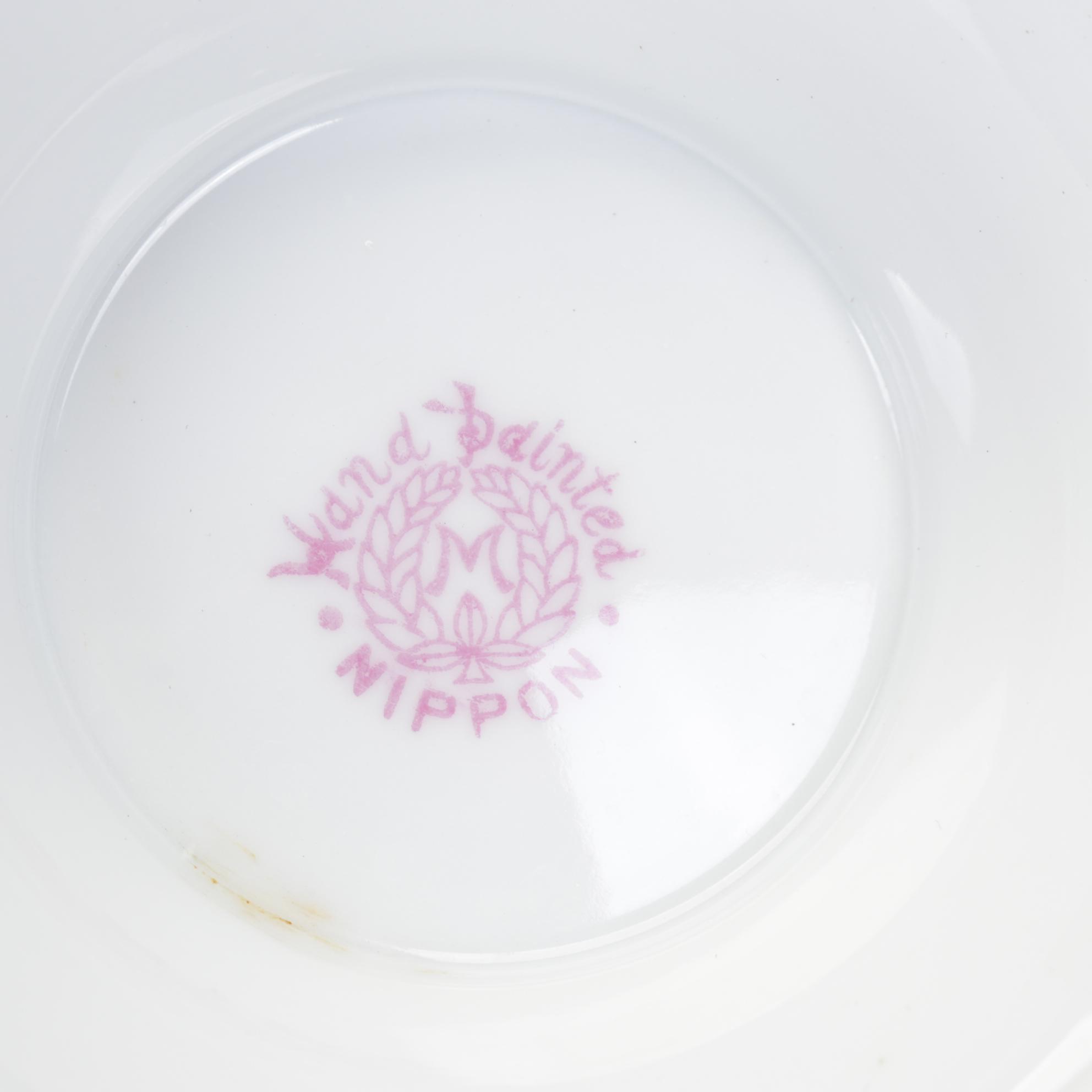 Nippon Hand-Painted Porcelain Tableware With Sterling Lettuce Fork